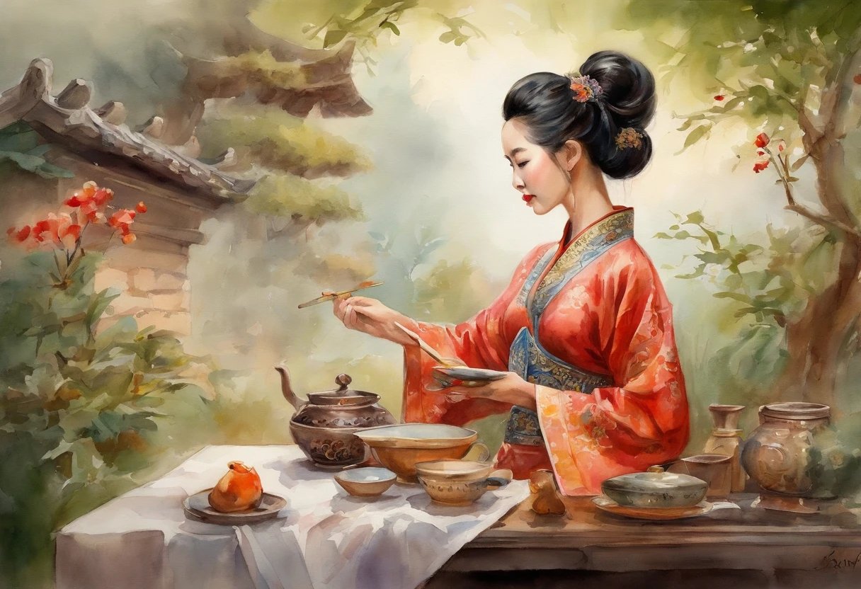 in the afternoon，eventide，Chinese Kung Fu tea，Chinese-style clothes