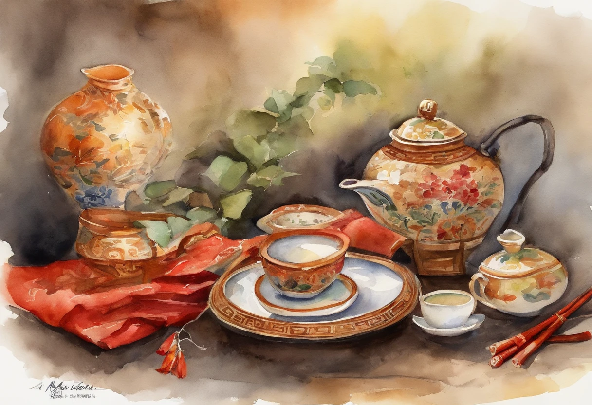 in the afternoon,eventide,Chinese Kung Fu tea,Chinese-style clothes