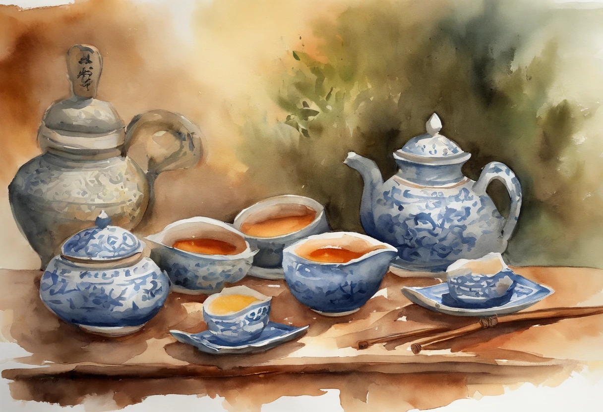 in the afternoon，eventide，Chinese Kung Fu tea，Chinese-style clothes