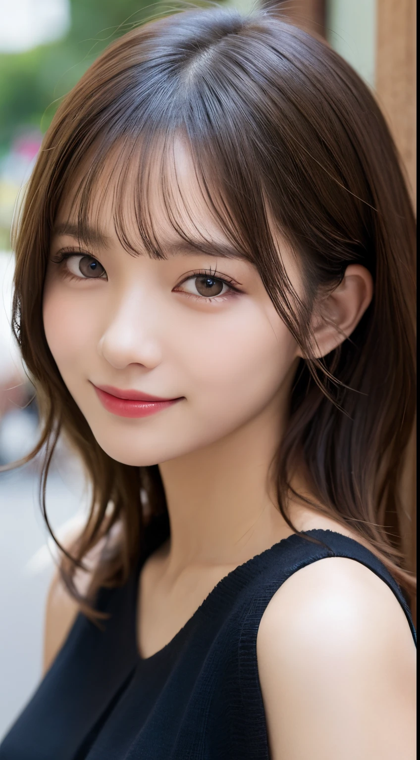 masutepiece, Best Quality, Illustration, Ultra-detailed, finely detail, hight resolution, 8K Wallpaper, Perfect dynamic composition, Beautiful detailed eyes, off shoulder knit ladies&#39;S Fashion,waved hair,small tits、Natural Color Lip, Bold sexy poses,Smile,Harajuku、20 years girl、Cute、Sexy shot looking at camera,Ultra-realistic raw photos