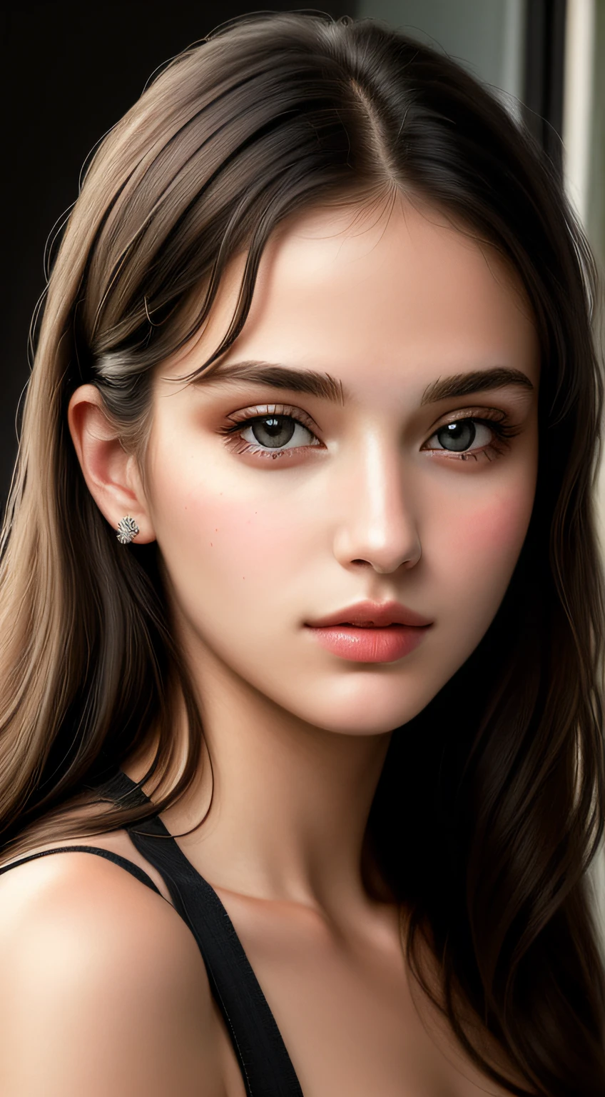 (masterpiece:1.4), most beautiful girl in the world, glossy lips, ultra detailed eyes, Absurdres, hdr, ultra detailed illustration, extremely detailed face, RAW photo, film grain, skin pores, trending on deviantart. post in passport foto.