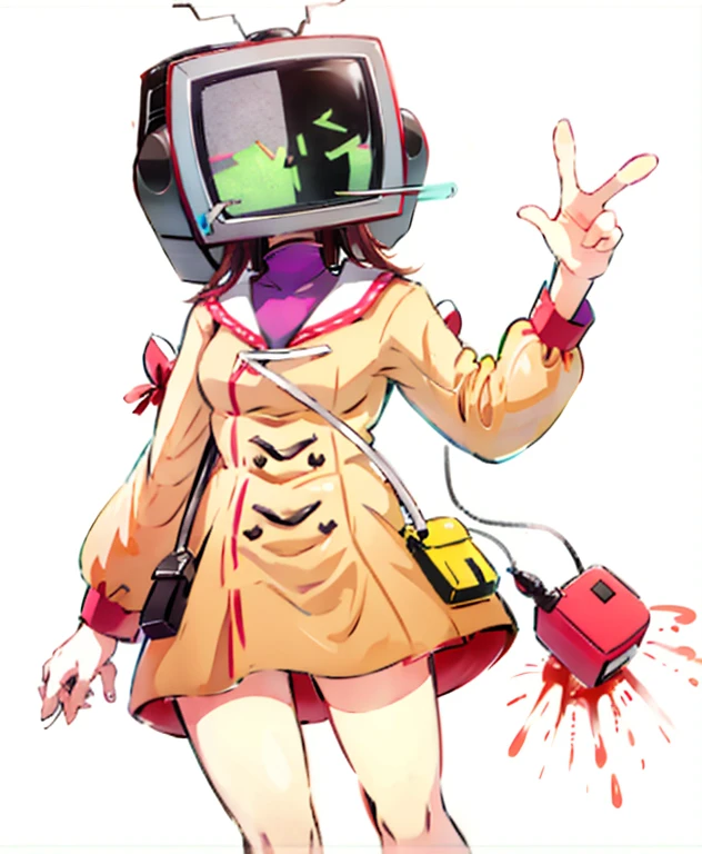 replace her head vith a tv,fullbody