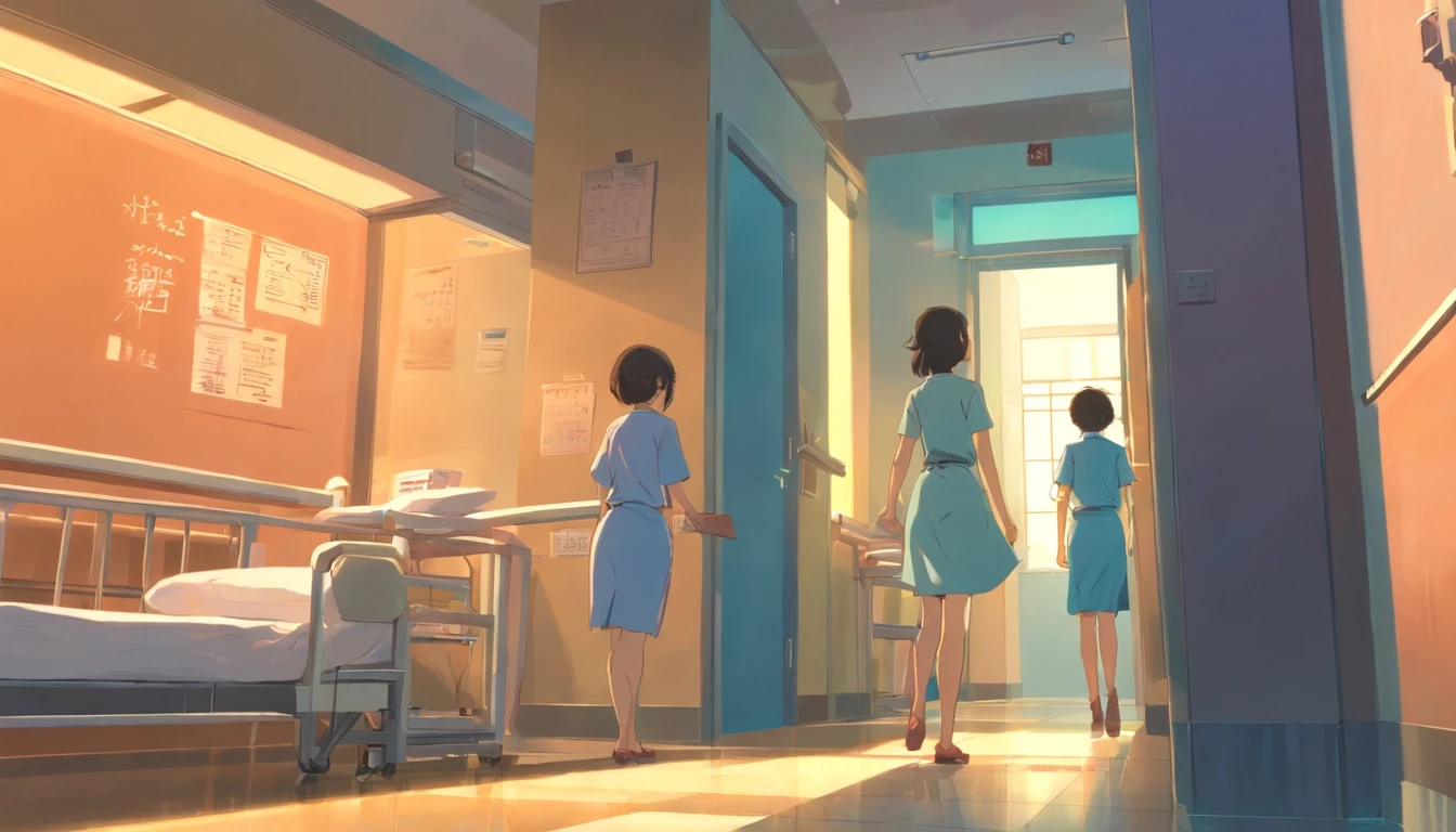 [scene：Hospital corridors，A woman looks at the inspection report in her hand，His face was solemn，Age is about 25 years old，long whitr hair，Wearing a light-colored dress，A pair of red high heels，chineseidol，Time 2023，In the daytime，inside in room，hyper HD]Animation style，Size 16:9, author：Lu Ji, Wopp painting style, Wop&#39;s Art, by Wallop, author：Dondy, urban fantasy romance book cover, wop art, by An Zhengwen, CG Society 9, author：Li Di, author：Yao Tingmei, Artem and Ilya Kushnov, sleep with love