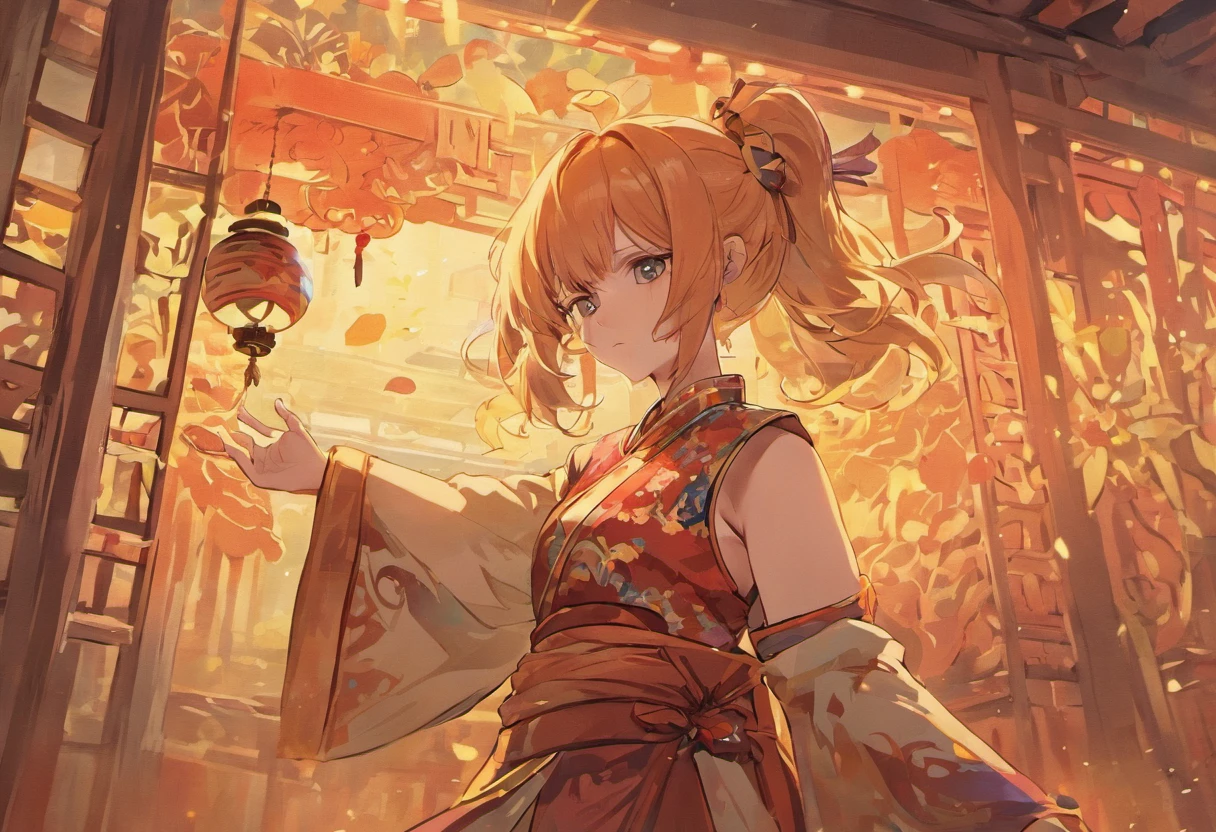 in the afternoon，eventide，Chinese Kung Fu tea，Chinese style clothes