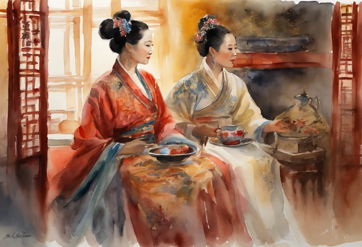in the afternoon,eventide,Chinese Kung Fu tea,Chinese-style clothes