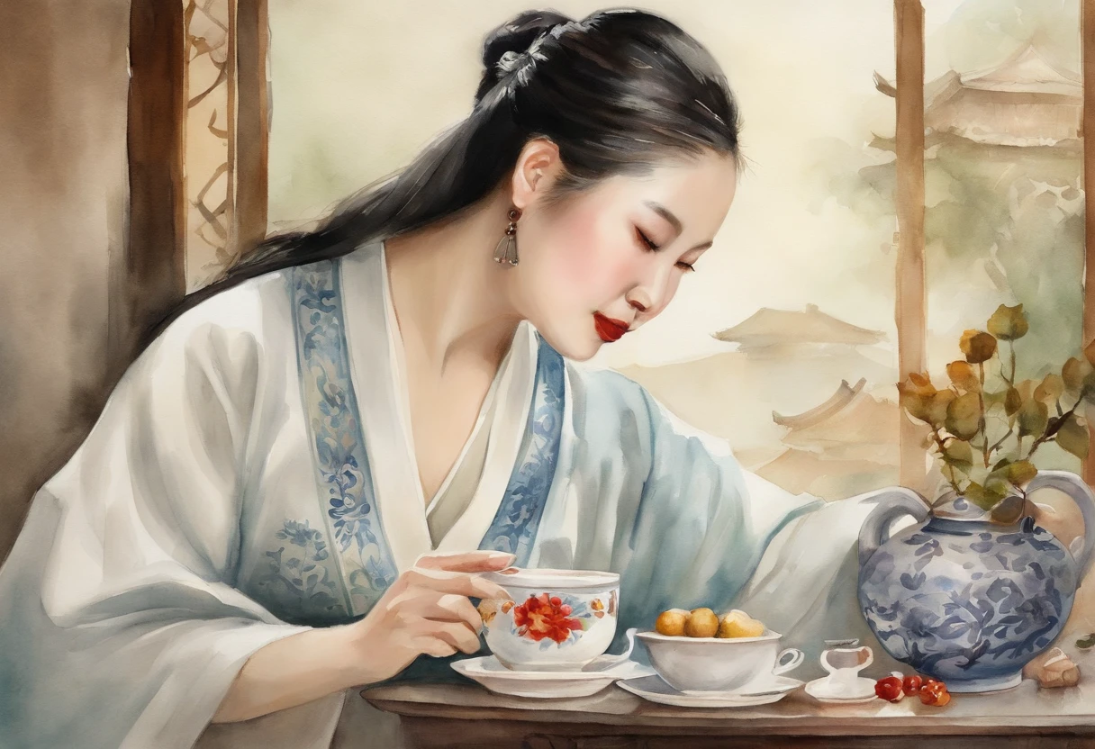 in the afternoon,eventide,Chinese Kung Fu tea,Chinese style clothes,without showing face,Close-up of the hand
