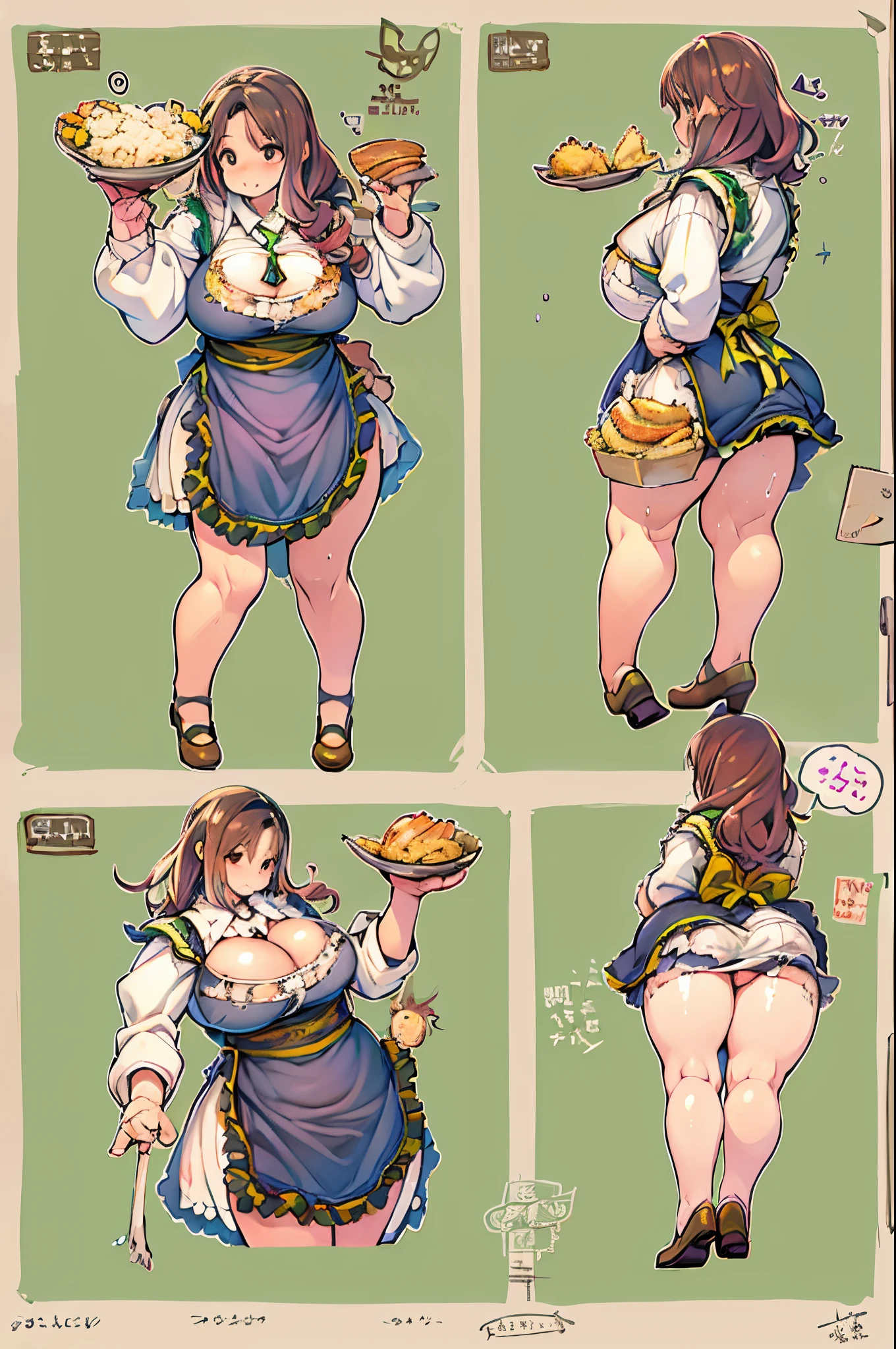 WRC style, Woman, lewd pose, The appearance of a seductive appearance, Apron, kitchin, medieval setting、bbw