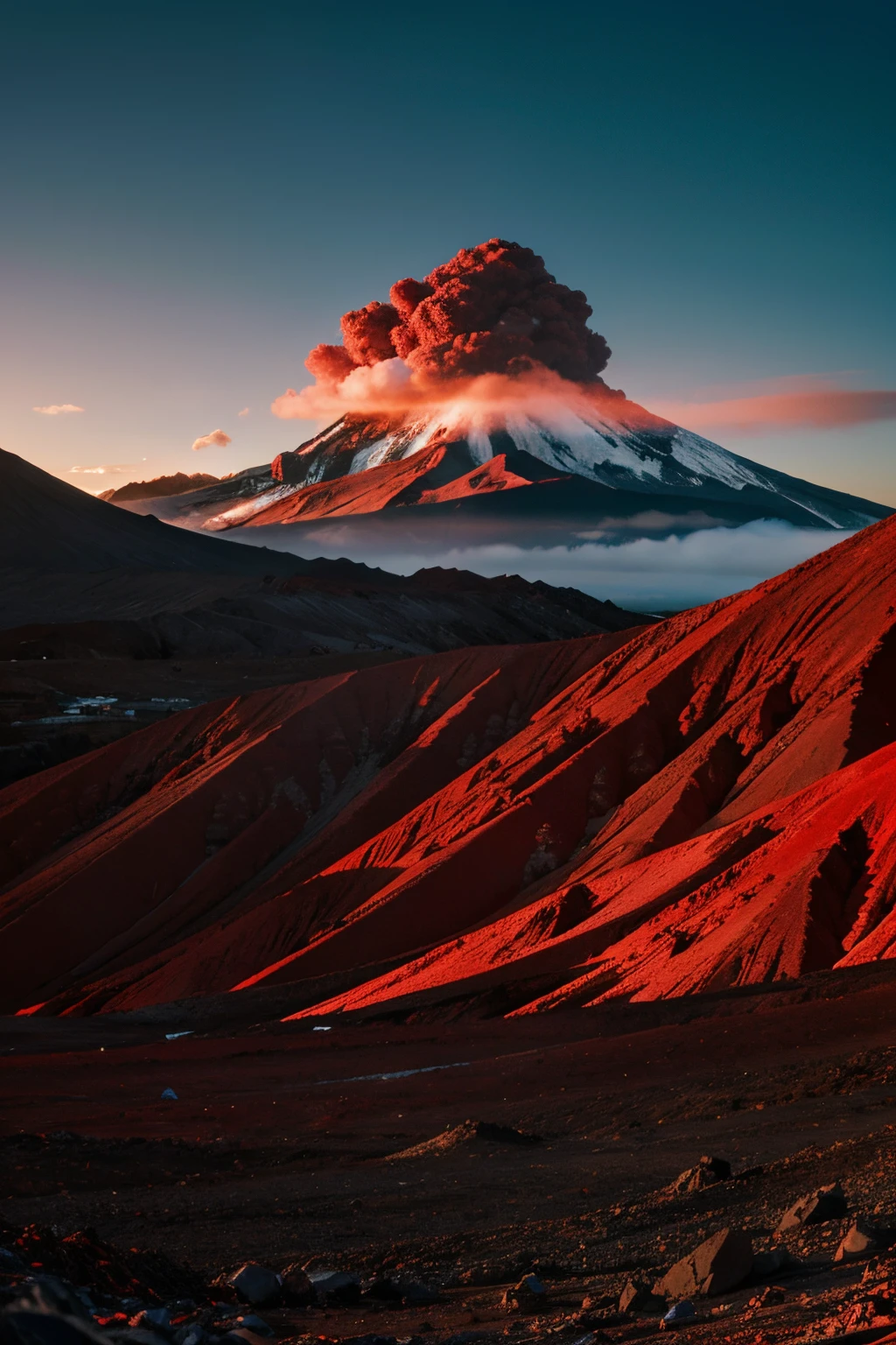 16:9 vocano background, dark, 4k, red  color reality