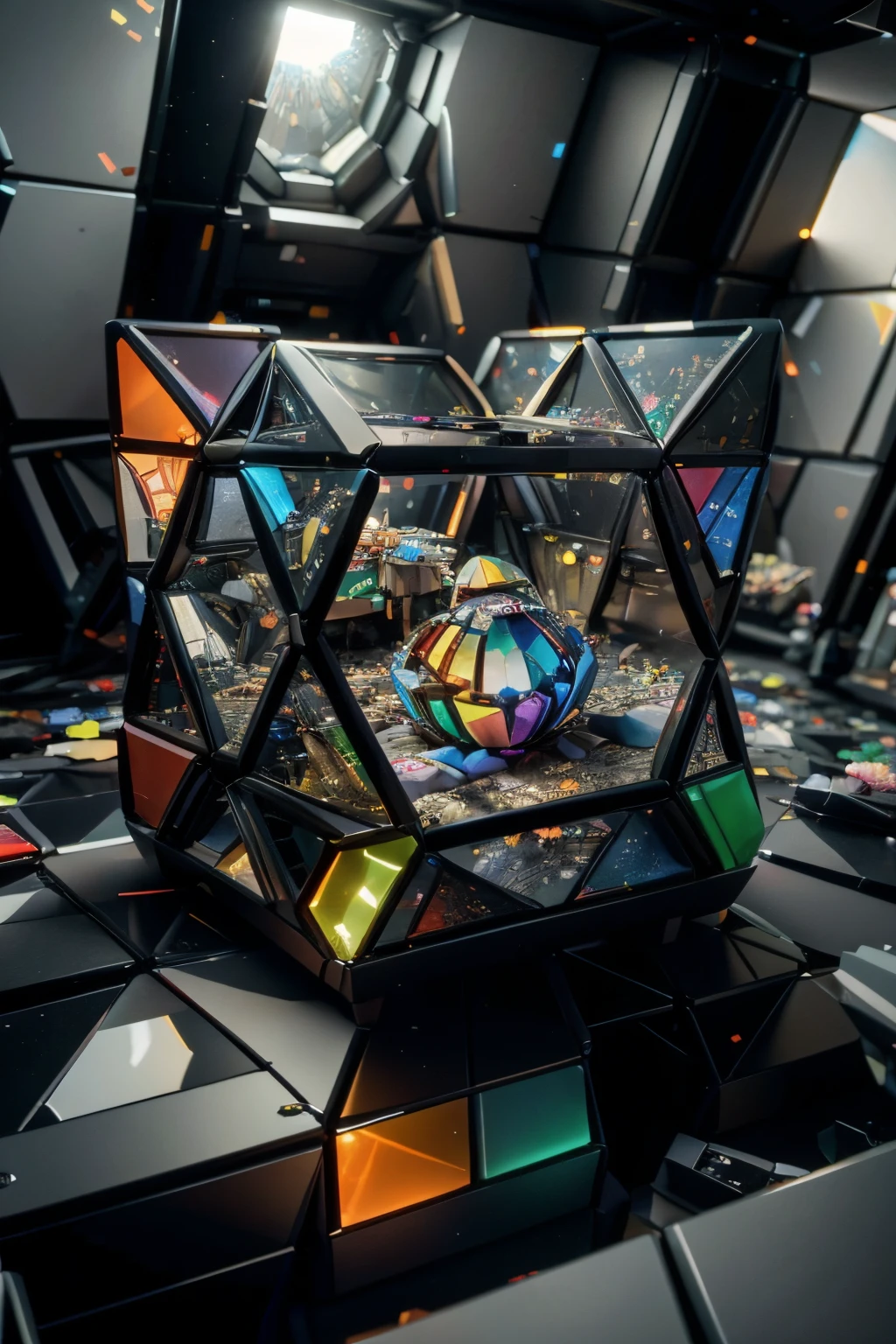 01_Three-dimensional abstraction, consisting of many blocks - cubes, pixels, multi-colored, glowing, bright, pixel blocks. In three-dimensional projection, these blocks form bizarre isometric shapes, there is a foreground, middle, and background. Isometrics. The painting depicts a three-dimensional geometric shape, a flower, a lotus, and a lily. The cubes emit a faint colored glow: geometry, stereometry , three-dimensional images, and geometric patterns. The main image is an isometric flower.
02_Style, volumetric cubism, supermatism, abstraction. Bright color painting, restrained color scheme, artistic style, 3D execution.
03_ 3D render. Visualization of a 3D scene. Highest quality, masterpiece. Cinematic quality, the film "Pixels". Sharp image. Correct isometry. Harmonious color scheme. HD quality 8K. High image quality, | Ultra HD | Full HD, cinematic rendering, 3D visualization - a masterpiece, TOP computer graphics ART. 8K rendering unity, motion capture, dark lighting, heavy shading, and great detail. (bright, photorealistic, realistic, dark, sharp focus, 8K).