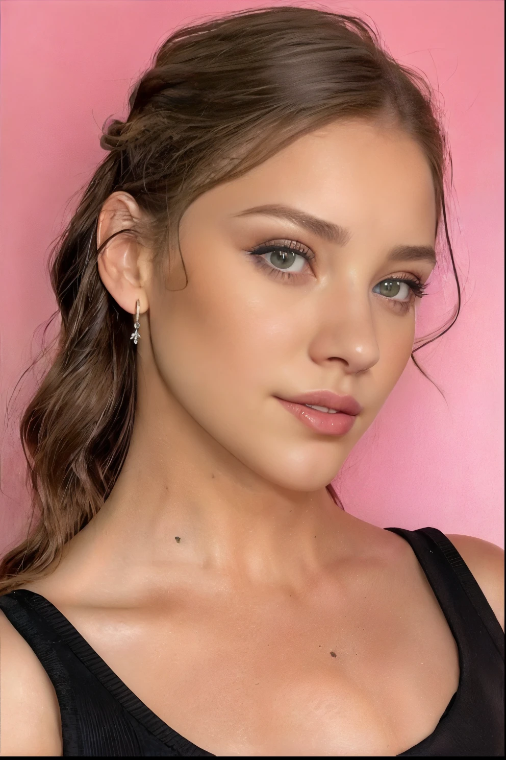 a close up of a woman with a black top and earrings, portrait sophie mudd, sydney sweeney, portrait of barbara palvin, jodie bateman, headshot profile picture, beautiful face and flawless skin, valentina remenar, sexy face with full makeup, angelina stroganova, very pretty face, portrait sabrina lloyd, headshot portrait, dasha taran, barbara palvin
