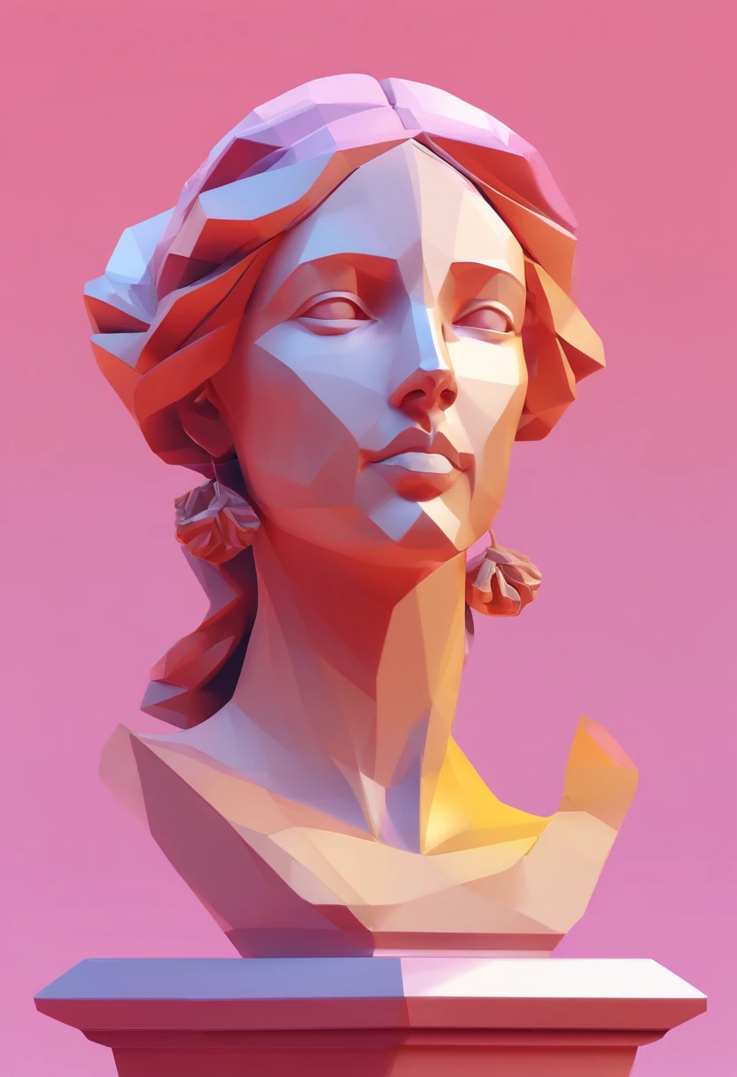 Close-up of a statue of a woman, Colorful classical statues, greek godness portrait sculpture, Classic art, bust and beautiful neck, Michelangelo's education, classicism artstyle,Paper cut art style, candy colored neon lights, simple, Elegant, bright.。.。.。.。...3D, Redshift, Arnold renderer, high detal, high qulity,Candy color 8K