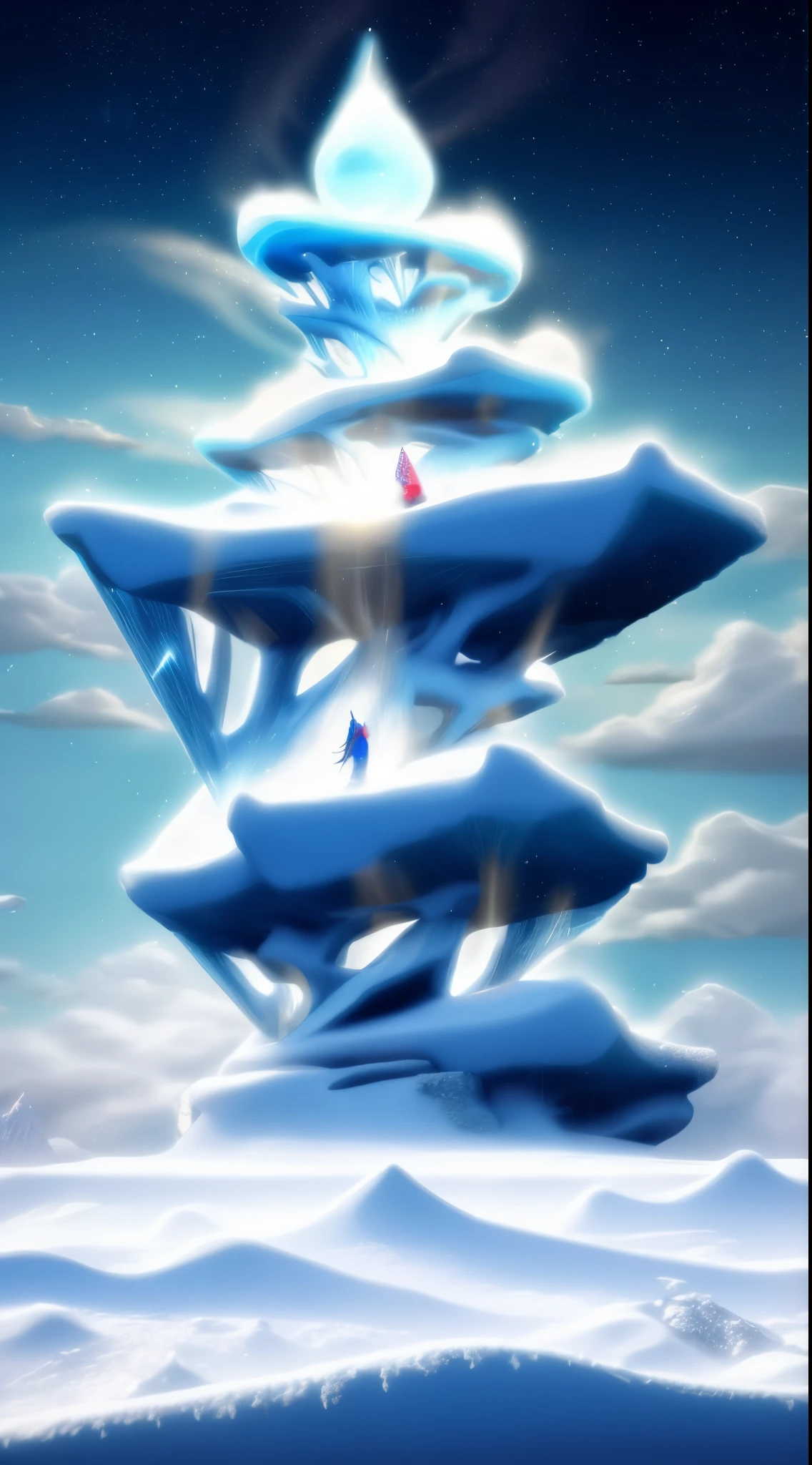 （Huge snowy mountains），blue chinese font,Blizzarding，Fantasyart，Surreal，,the ultra-detailed,