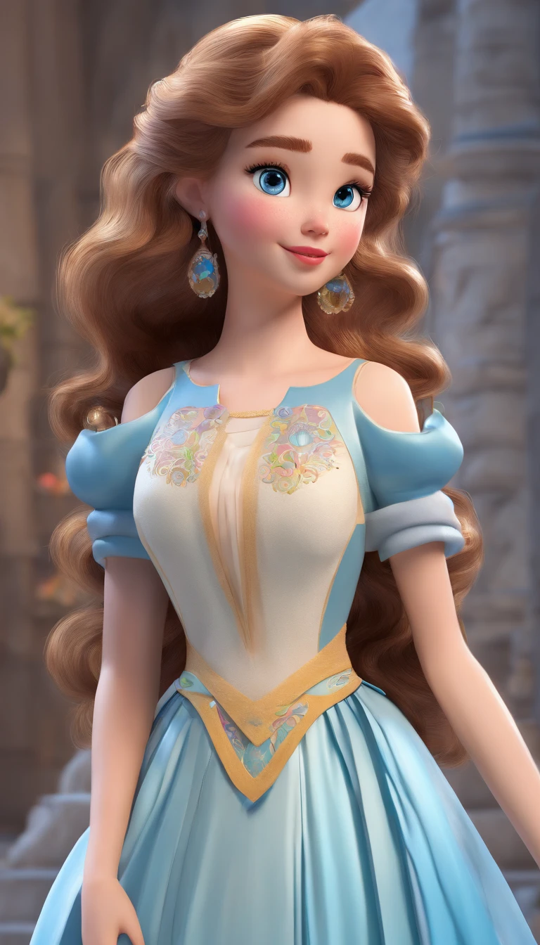 A close up of a woman in a blue dress with long hair - SeaArt AI