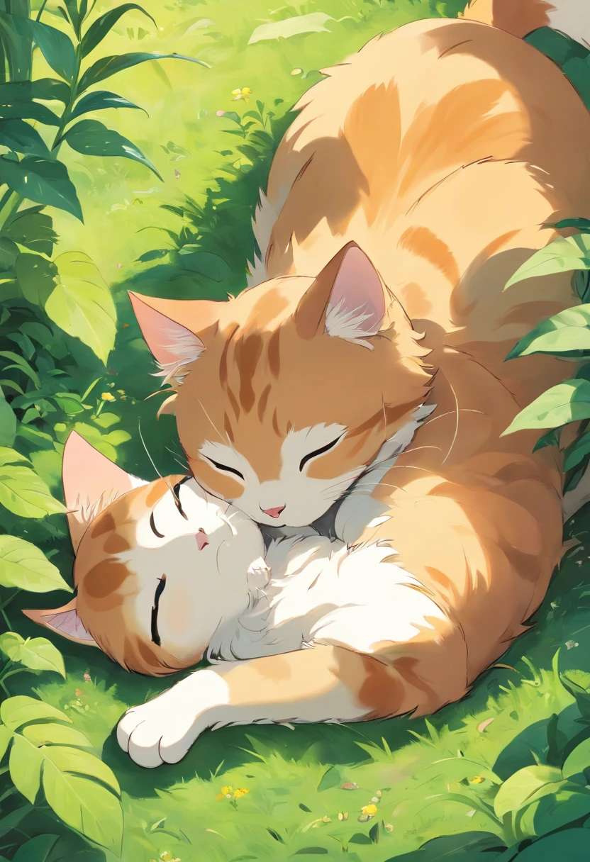 The kitten is lying down and curled up on its side.