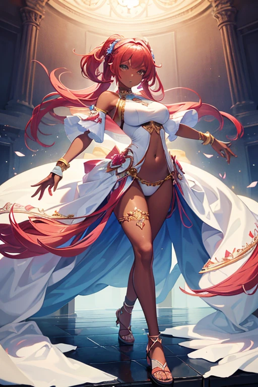 ((best quality)), ((masterpiece)), (detailed), detailed, full body, pose, nba, white, bright blue, redpink, dark skinned