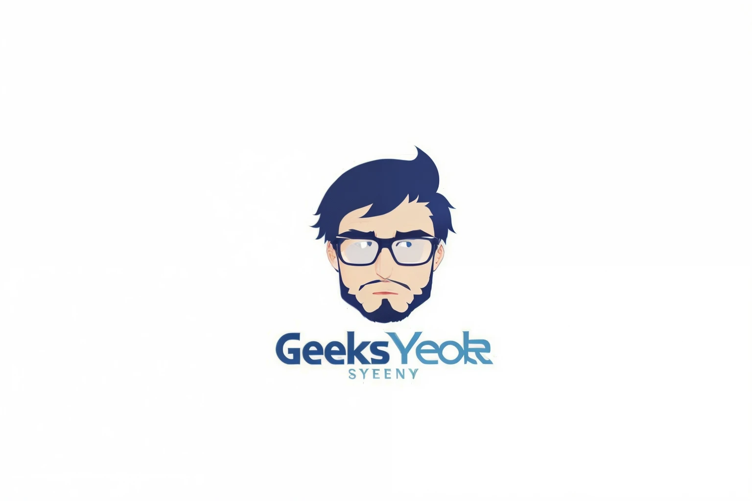 Geek Syndrome logo design, geek, professional vector graphic, professional logo, 2 d vector logo, 2d solid shape logo, professional logo design, vectorized logo style, 2 d logo, professional picture, simple logo, genos, professional profile picture, business logo, esports logo, avatar for website, rounded logo, header with logo, beard