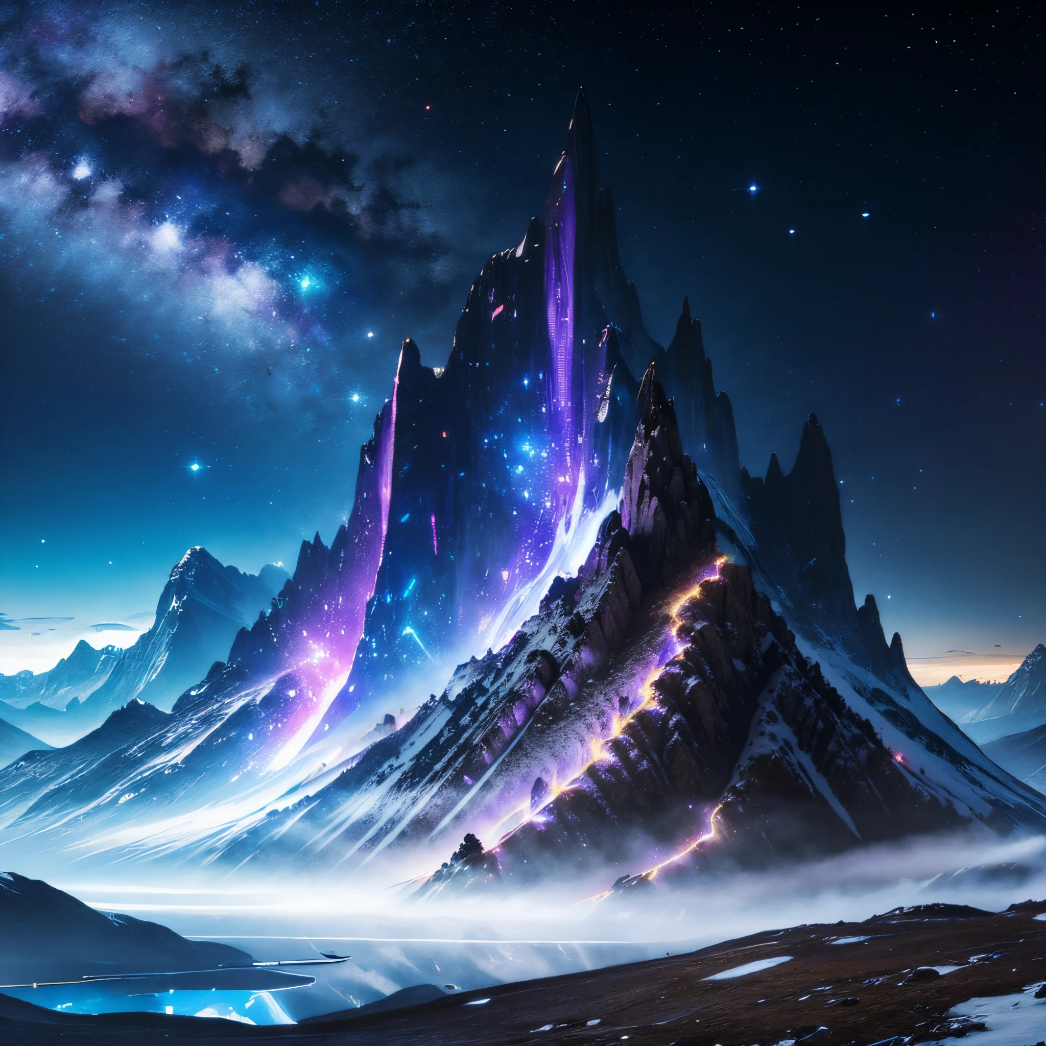 purple black mountains,Lots of purple and black galaxies,Magnified,Complicated details,Volumetriclighting,Realist breakthrough(tmasterpiece:1.2),(Best quality),4K,ultra - detailed,(dynamic combination:1.4),The content is very detailed,Colorful details,(Irridescent color:1.2),(Luminous illumination,Ambient lighting),Fantastic and magical,magical,(hoang lap, Cinematic, hyper HD, supreme, ultra - detailed, ultra - detailed)