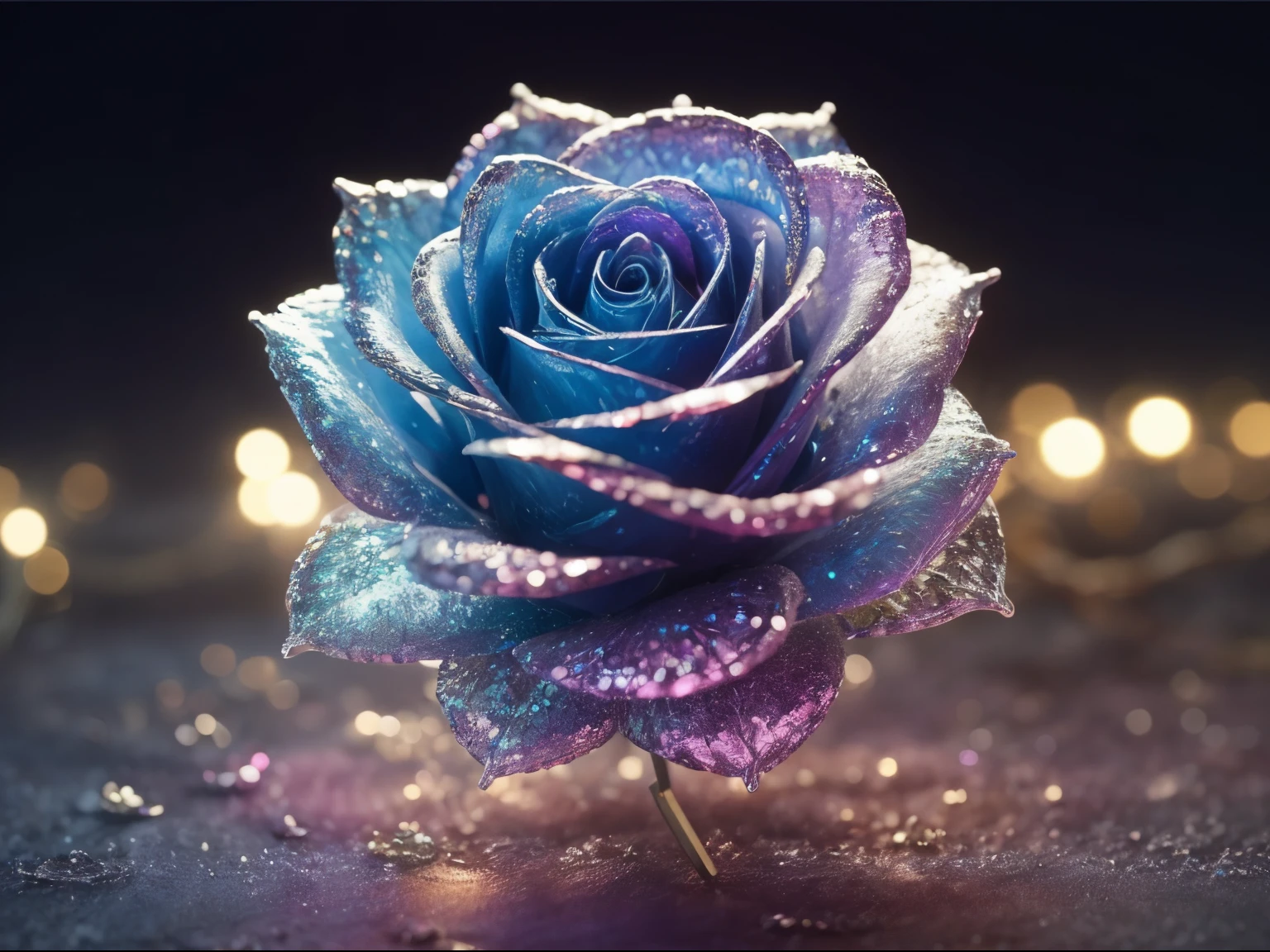 Crystal Rose, Fanciful, intergalactic, cleanness, kirakira, kirakira, Gorgeous, Colorful, amazing photo, dramatic lighting, photorealisim, ultra - detailed, 4K, depth of fields, hight resolution