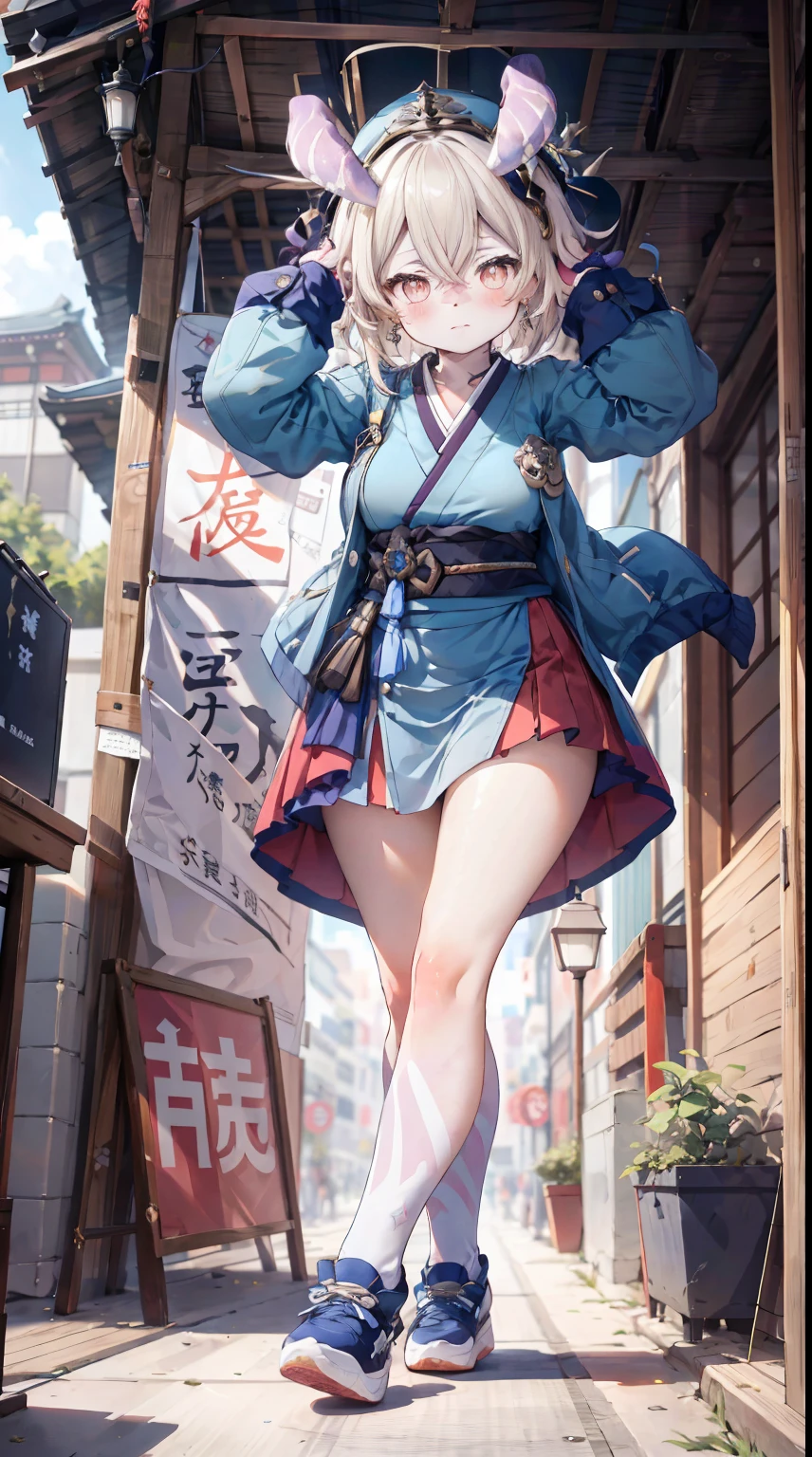 Melousine|genshin impact, masterpiece, bestquality,3 girl,young girl, mediuml breasts, Japanese Students, Japanese student uniform, Shaking skirt, unstable _Front,oily shiny skin,nice leg line:1.3,thick thighs, thin-waist,, red_streaks_light_wrap_dress, white_platform_sneakers, woven_El_bag, straw_headgear, gold_hoop_earrings, jacket, Cities in Japan today,looking at the audience,From Top:1.2,dynamic angle, HD images, 10, 10