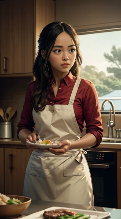 beautiful indonesian woman standing in a resto kitchen preparing food on a counter, promo still, promotional still, morning golden hour, fanart, tv show still, screenshot from a movie, still from a movie, still from a live action movie, movie still, still from the movie, still frame from a movie, shot from movie, netflix, photo pinterest, promo art, cinematic, masterpiece