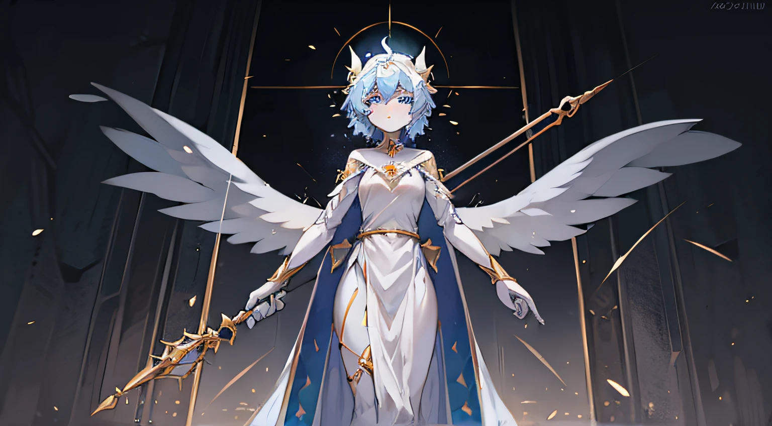 4 arms, nimbus, 4 wings, Angelic appearance, A  girl, priest, magical priest&#39;personnel