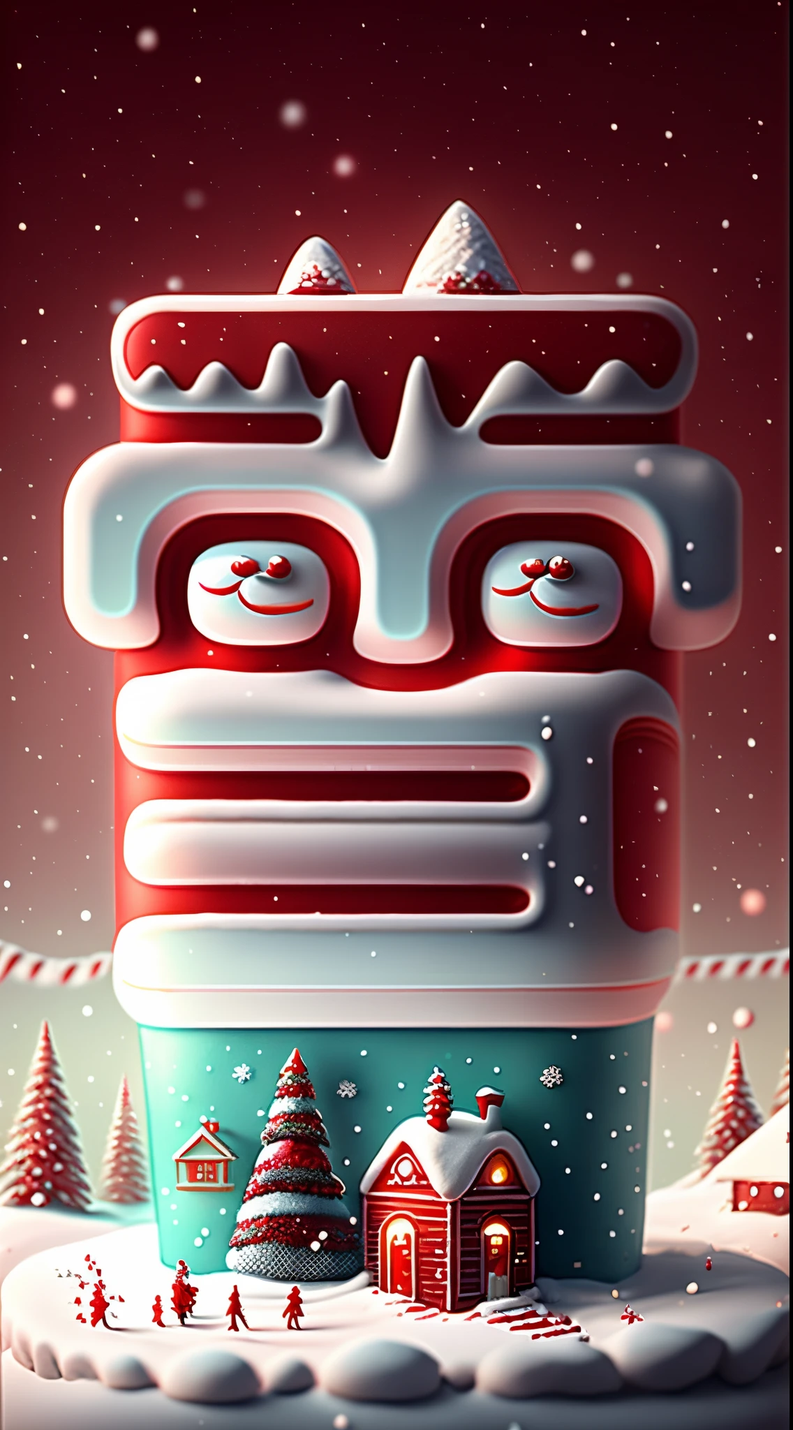 (Creative holiday poster design),Huge snowy mountains,(santa:0.6),(Cute Snowman:0.5),Admiralty,Red gift box,(cinmatic lighting),pixar-style,Fantasyart,Surreal,,the ultra-detailed,