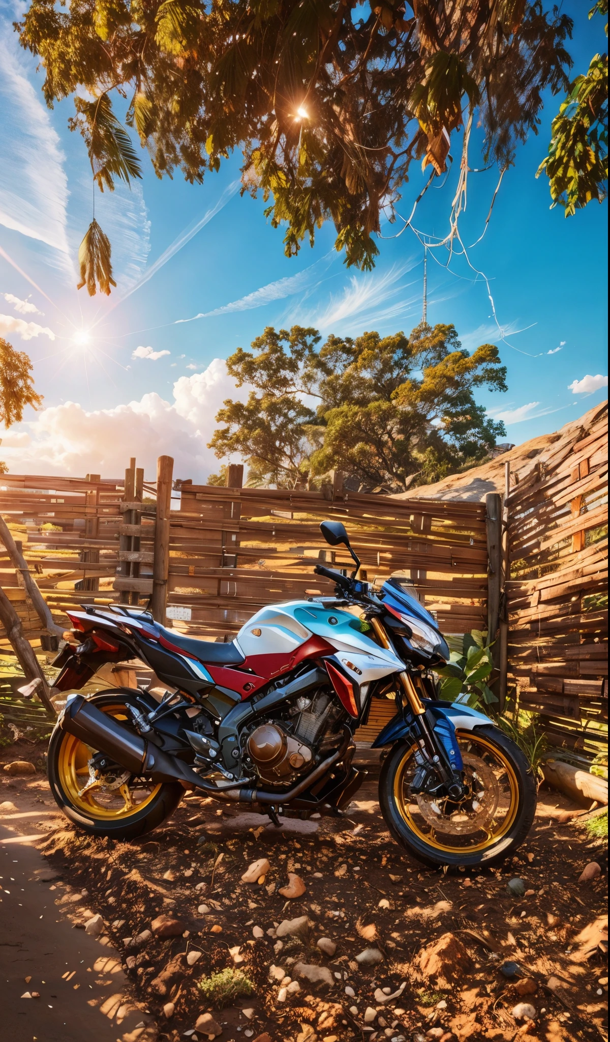 there is a motorcycle parked in a driveway next to a fence, taken with sony alpha 9, front side full, frontal picture, taken with sony a7r camera, front side view, 1128x191 resolution, looking from side!, taken in 2 0 2 0, front profile, frontal shot, front profile!!!!, wide screenshot, front side, check background beach, bokeh