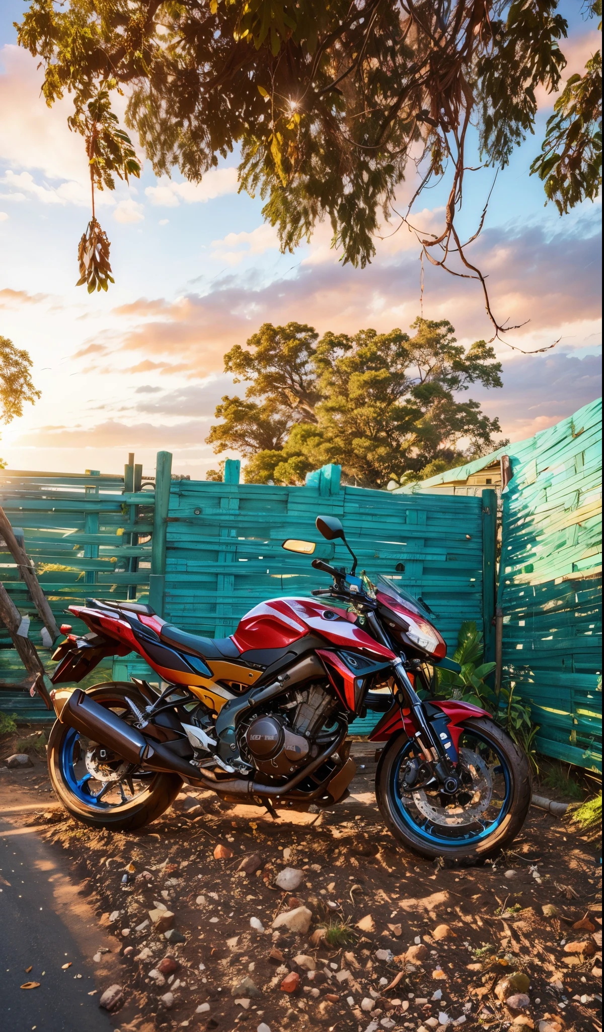 there is a motorcycle parked in a driveway next to a fence, taken with sony alpha 9, front side full, frontal picture, taken with sony a7r camera, front side view, 1128x191 resolution, looking from side!, taken in 2 0 2 0, front profile, frontal shot, front profile!!!!, wide screenshot, front side, check background beach, bokeh