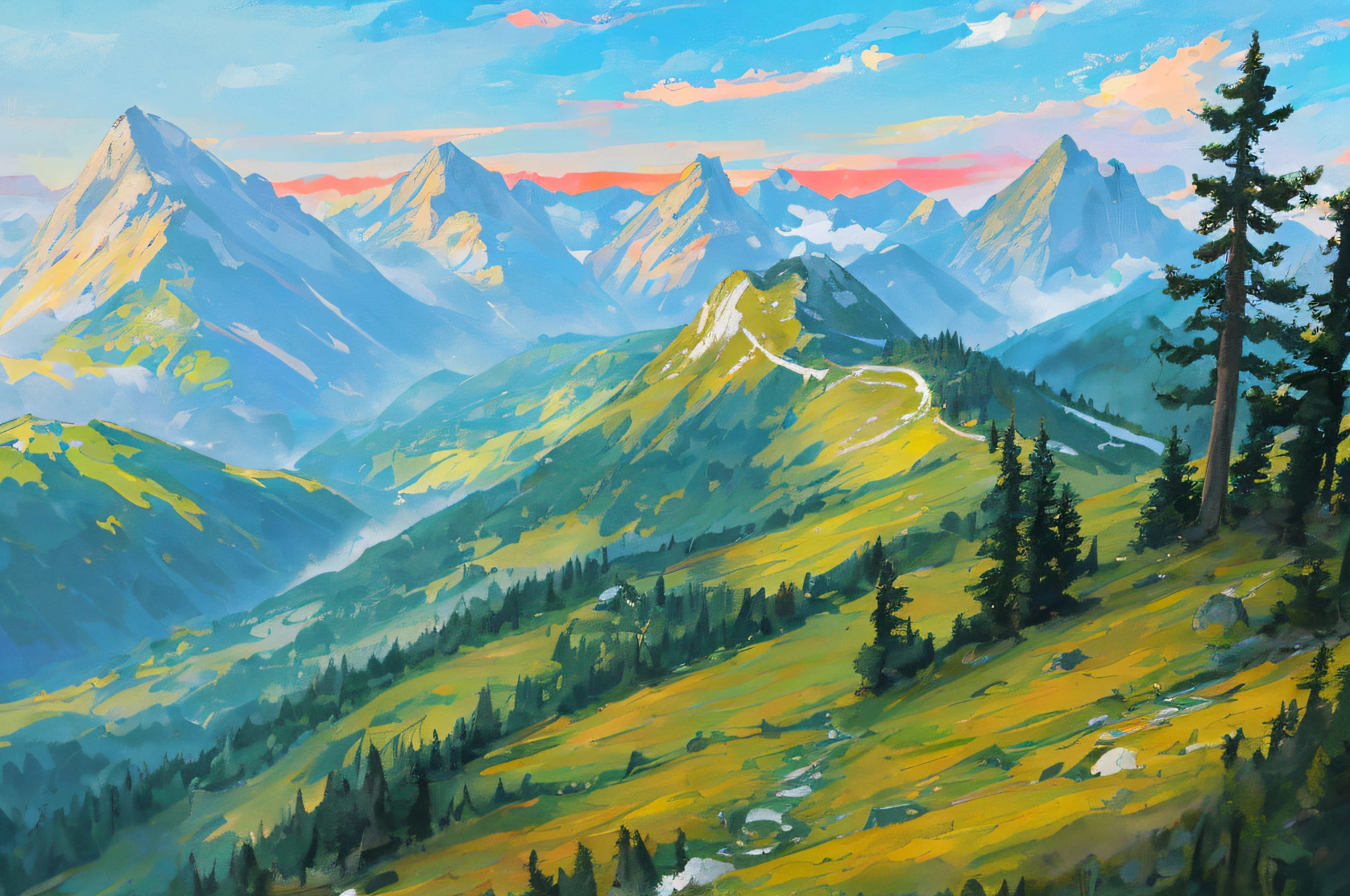 landscape, mountains, forests