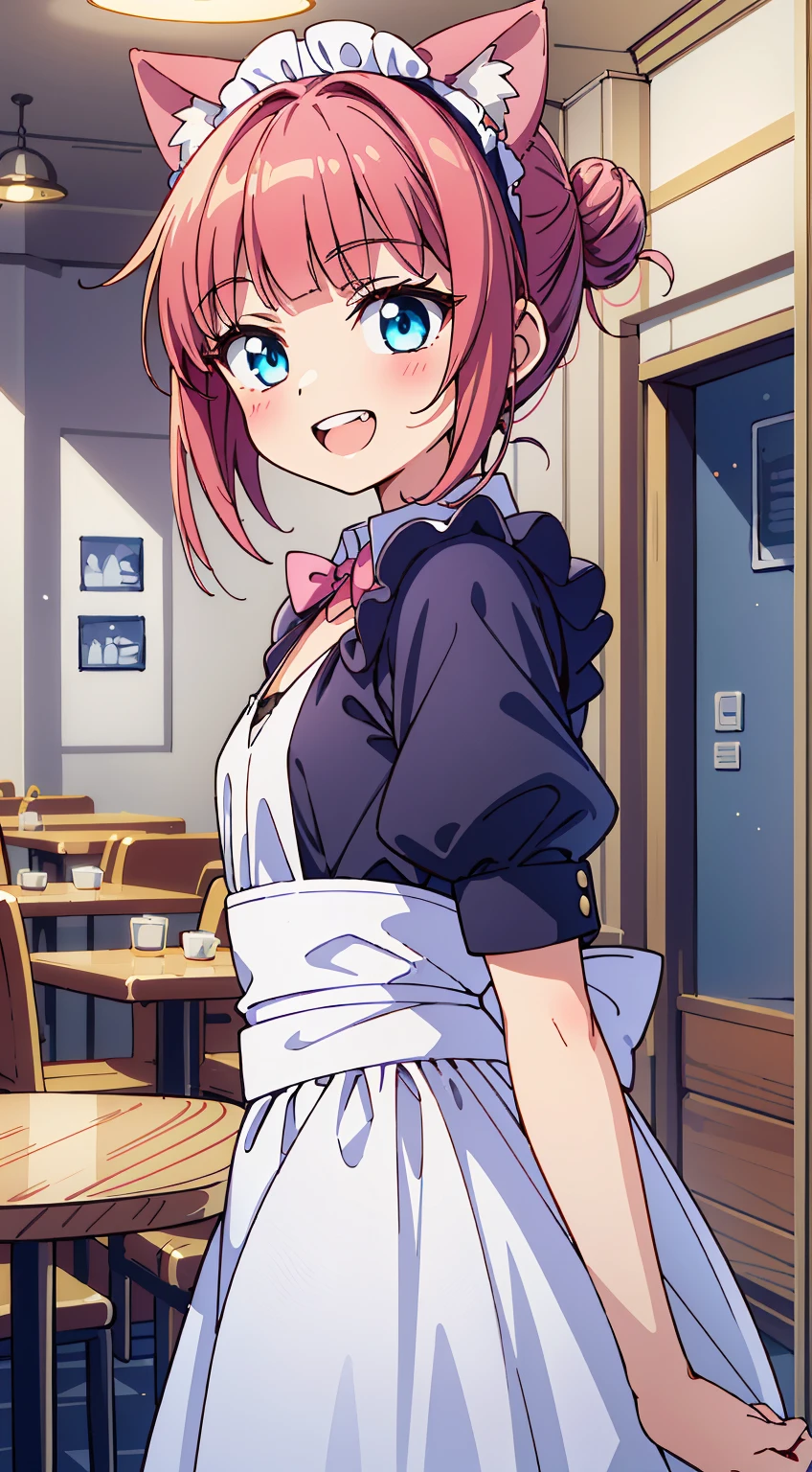 (Cute illustration:1,2),(Absurd realistic structure details),(High resolution complex and detailed text quality),(High-resolution microstructure、High poly 3 boobs boobs boobs boobs boobs boobs D rendering correction),Methods of geometry,Careful explanatory anatomy,
BREAK,
1 beautiful girl, (7 year old girl), 1 beautiful girl, (Cute:1.5), (Chibi: 0.8), (kawaii: 1.5), (Lori: 1.5),(flat chest:1.55),BREAK(Red hair, short-hair,2 hair buns,Blunt bangs:1.4),(:D,grin:1.3),{Heterochromia,blue eyess,verd s eyes, Eye Highlights,The first hyperfine stars:1.5},star eye silhouette,(long eyelashes, Double eyelids:1.2),(de pele branca),BREAK,Clear skin,Beautiful skin, ,(best quality face),(Top quality glowing eyes),(The best smile,:D:1.45), BREAK (Pink Theme:1.4), (Vivid colors:1.3), A cafe with a cat-eared girl wearing a maid outfit,
BREAK,(early evening),is standing,a closed mouth,(architecture, cafes,Cat Maid,The table,shop front,working cat ear maid,Menu table above table:1.55), Waterfall,depth of fields,
BREAK,wakame,wakame,wakame,(Dynamic Angle:1.4),
BREAK,(Blurry background:1.3),(absurderes, hight resolution, Super Detail Art),cel shading,Clear Color, Lonely optical effect, Beautiful pictures, Bright glow, mystic atmosphere,(Close-up of girl:1.1), Mystical light particle effect,manga influence, clean line drawings,
