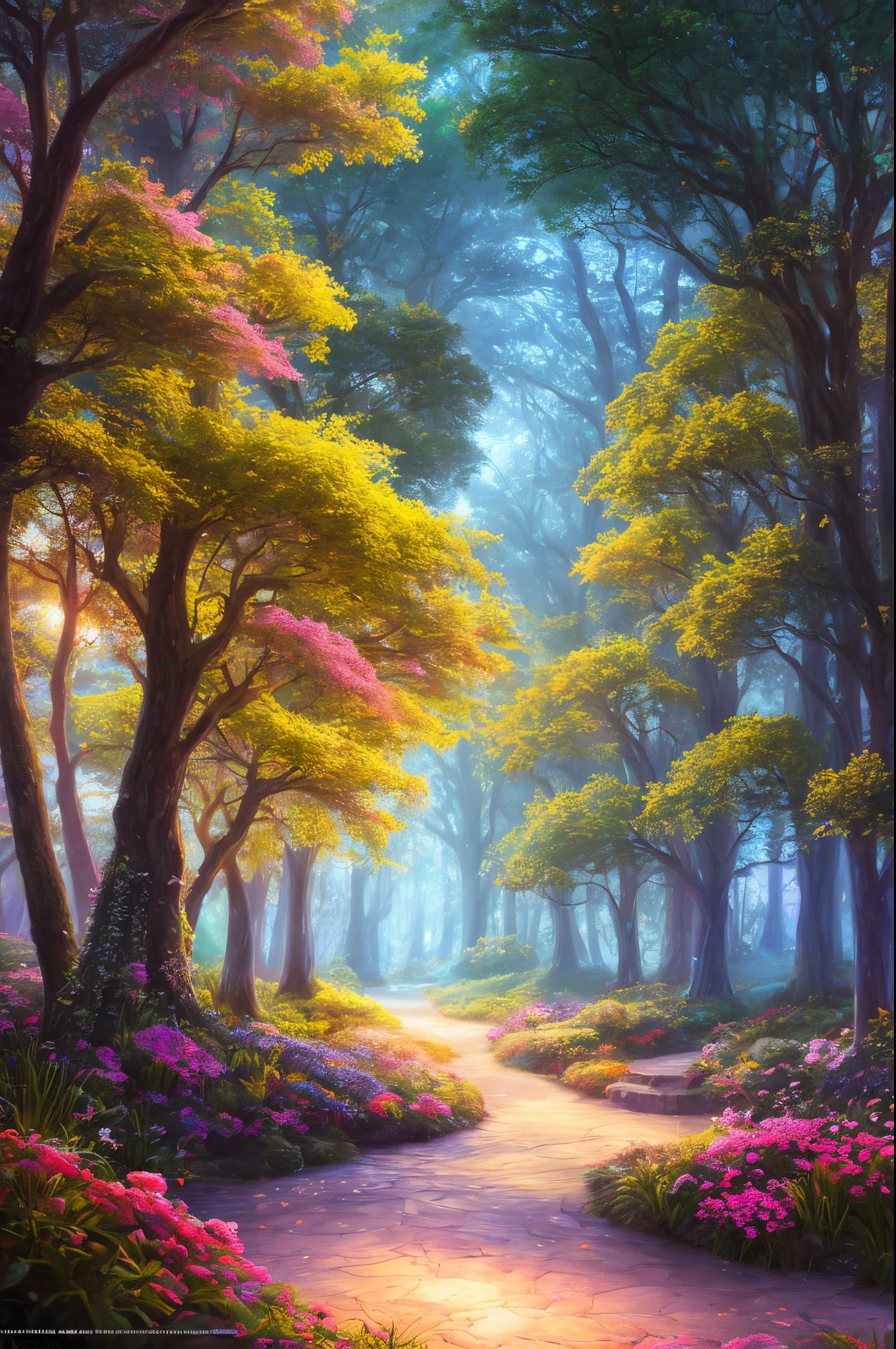 masterpiece, best quality, high quality,extremely detailed CG unity 8k wallpaper, An enchanting and dreamy scene of a fantasy forest, with towering trees, glowing mushrooms, and hidden fairy glens, creating a sense of mystique and enchantment, artstation, digital illustration, intricate, trending, pastel colors, oil paiting, award winning photography, Bokeh, Depth of Field, HDR, bloom, Chromatic Aberration ,Photorealistic,extremely detailed, trending on artstation, trending on CGsociety, Intricate, High Detail, dramatic, art by midjourney