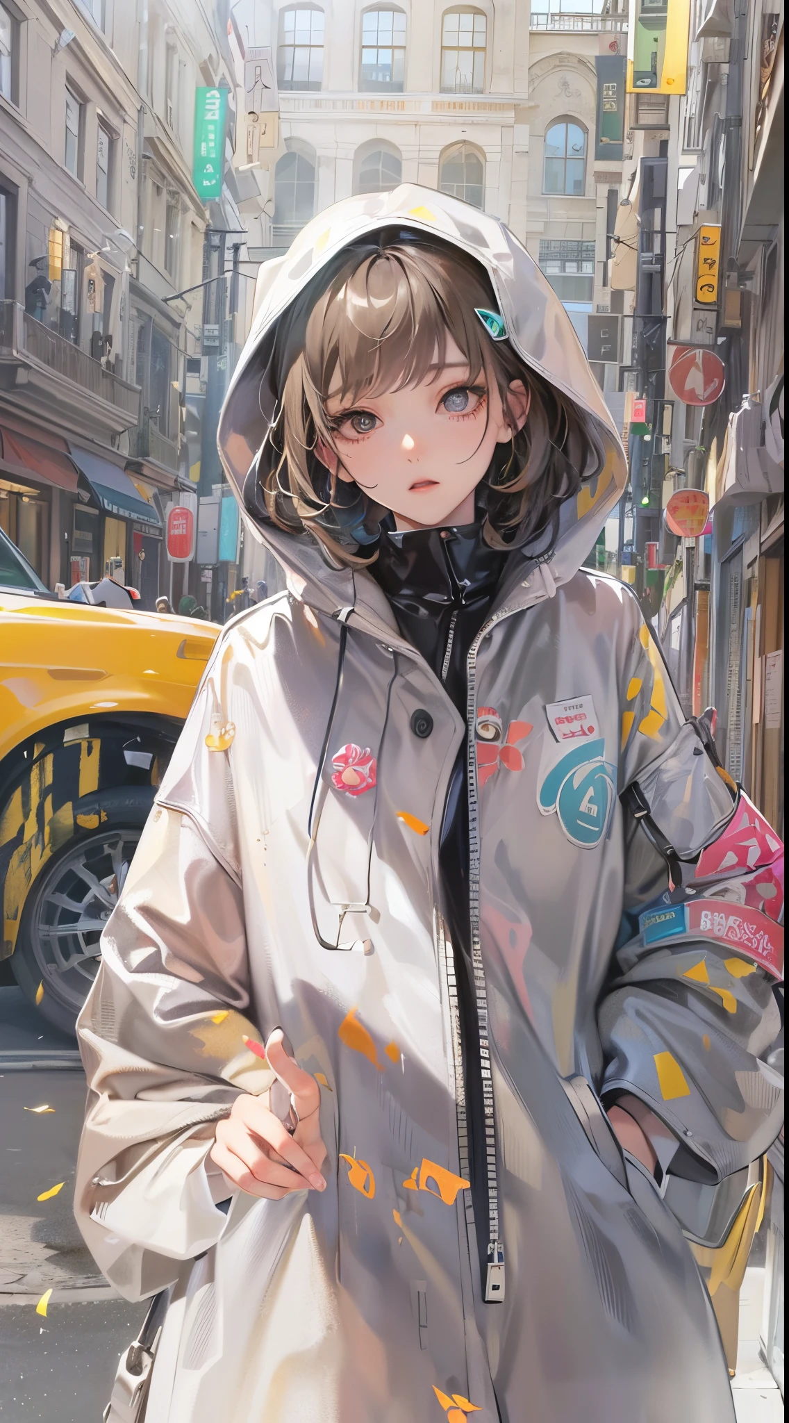 ((Finest quality)),(超A high resolution),(ultra-detailliert),(Meticulous portrayal),((Best Anime)),(Finest works of art),(Ultra-Precision Art),(The art of astounding depiction,Overwhelming depiction:1.5),(Complex and detailed contemporary art:1.6), (Female Fashion Model:1.6),coat, Warm sunshine:1.6,floating particles of light:1.3, breezing:1.5,