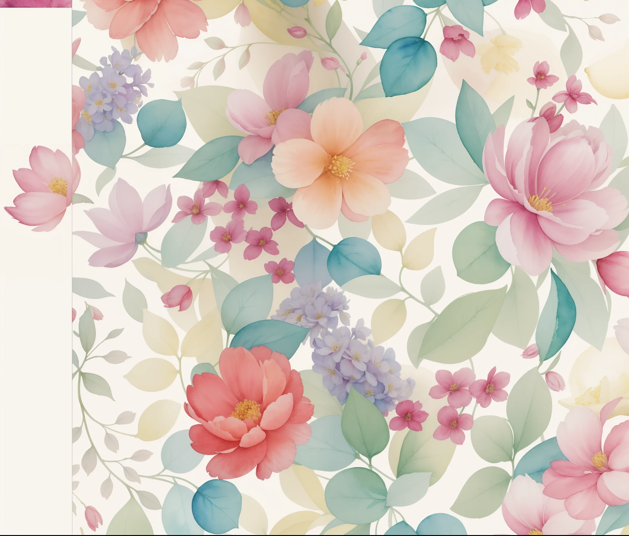 watercolor pattern of beautiful flowers, Bagas,  lemons，peony，Samambaias, Folhas,  Cores calmas em #3b4195 fundo colorido. Textura do papel aquarela.