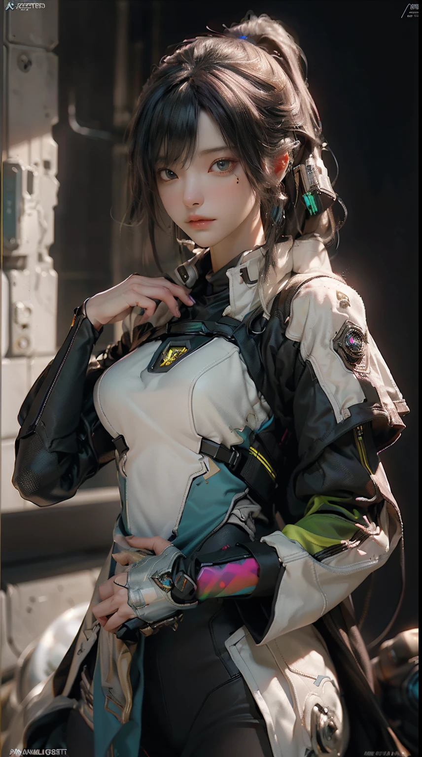 ((Best quality)), ((masterpiece)), (detailed:1.4), 3D, an image of a beautiful cyberpunk female,HDR (High Dynamic Range),Ray Tracing,NVIDIA RTX,Super-Resolution,Unreal 5,Subsurface scattering,PBR Texturing,Post-processing,Anisotropic Filtering,Depth-of-field,Maximum clarity and sharpness,Multi-layered textures,Albedo and Specular maps,Surface shading,Accurate simulation of light-material interaction,Perfect proportions,Octane Render,Two-tone lighting,Wide aperture,Low ISO,White balance,Rule of thirds,8K RAW,