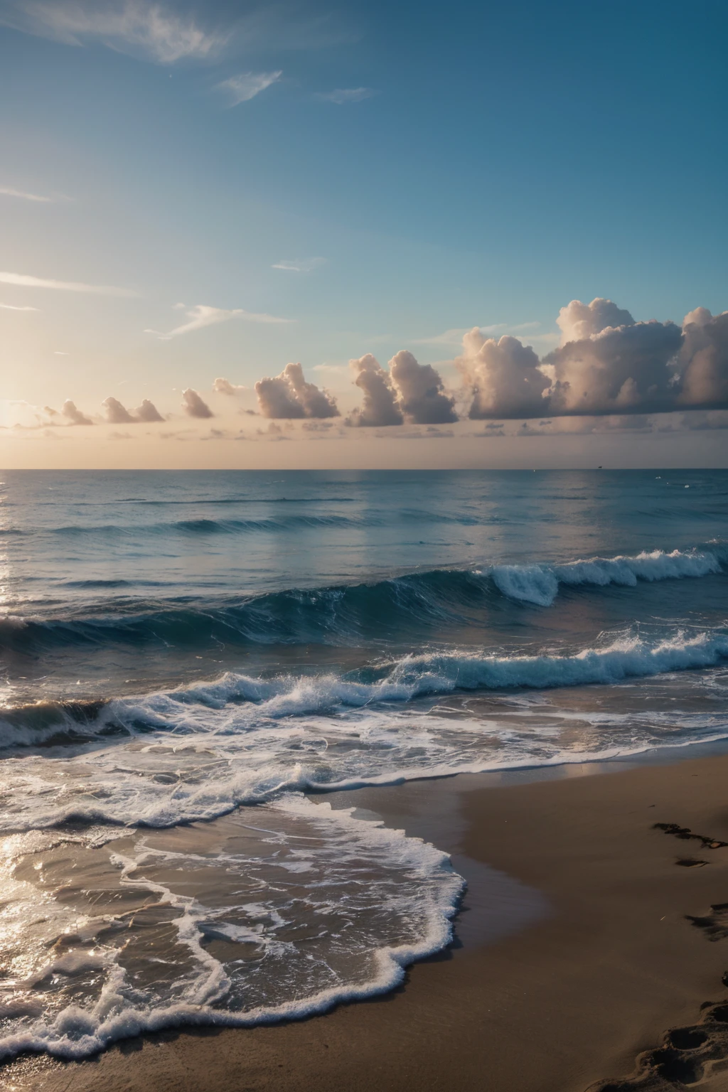 create utlra hyper realistic (uhd, 8k, ultra-detailed, realistic lighting) photo of beach and ocean