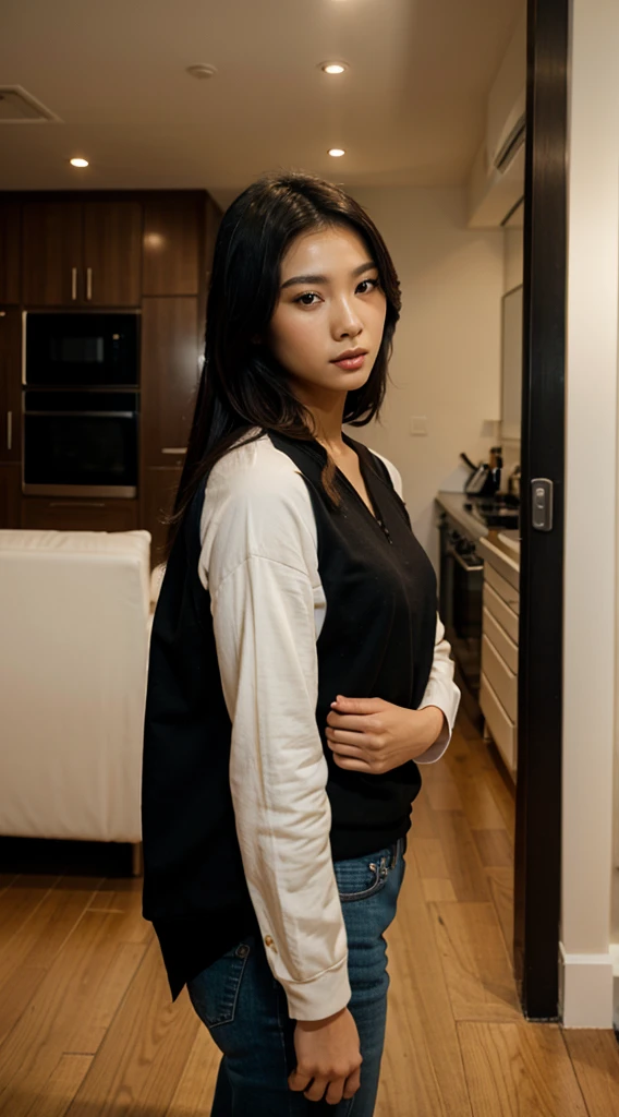 Beautiful asian model lookbook indoors