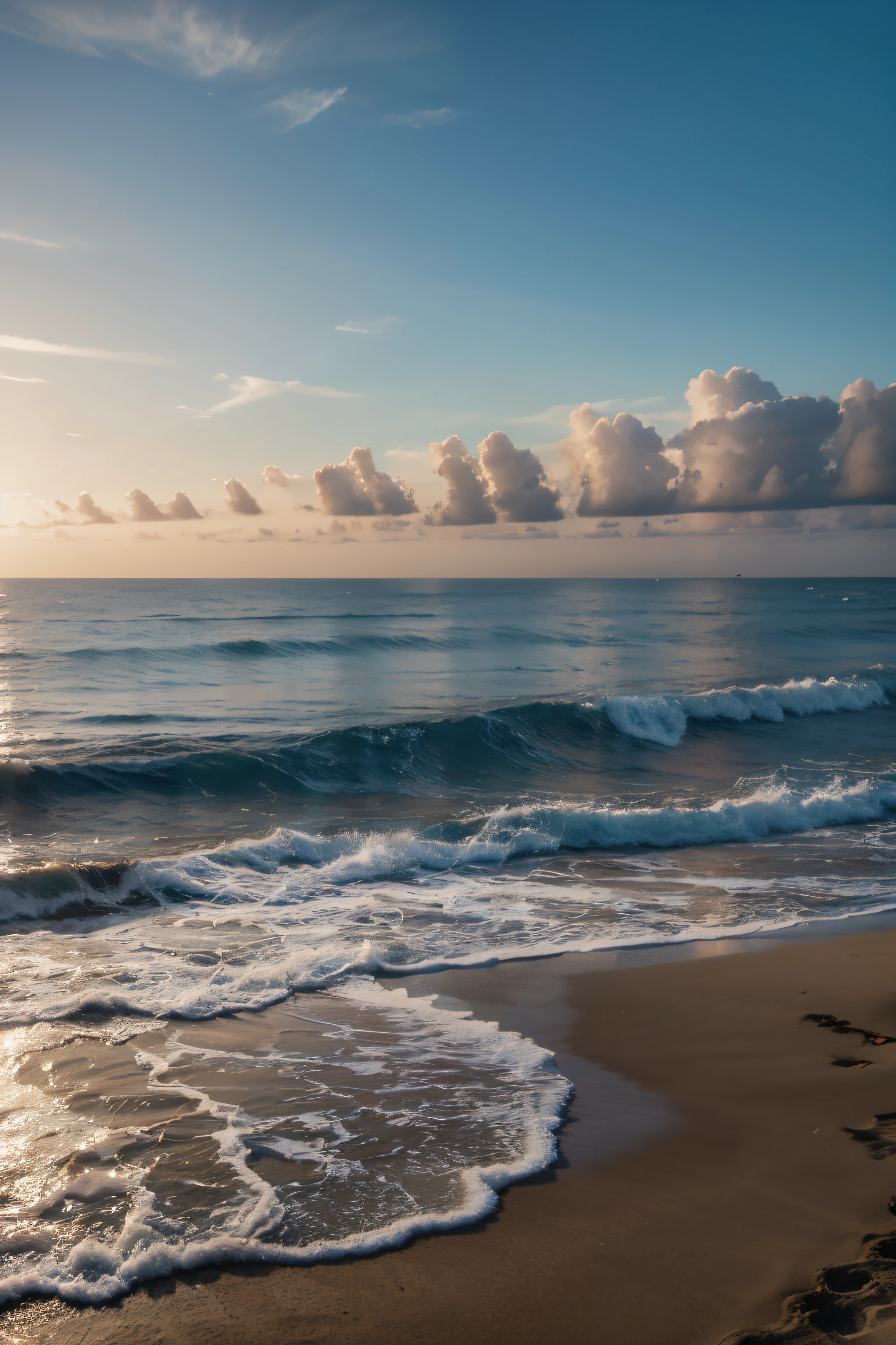 create utlra hyper realistic (uhd, 8k, ultra-detailed, realistic lighting) photo of beach and ocean