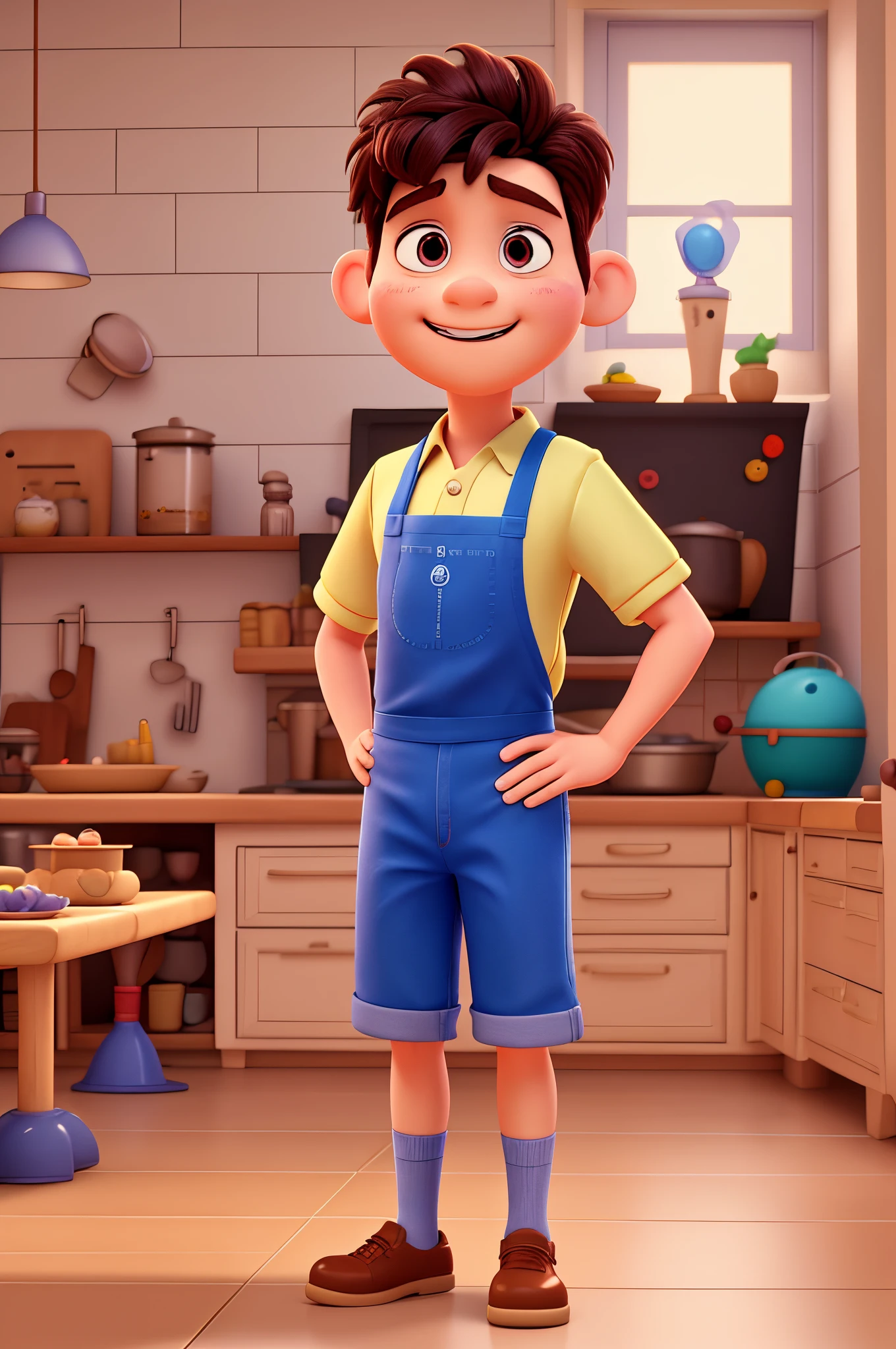 Cartoon character of a boy wearing chef uniform standing in the kitchen, Pixar renderer rendering, Pixar render, best cook, arnold maya render, Cute character designs from Pixar, pixar portrait 8k photos, dressed as a pastry chef, Pixar render, Cartoon rendering key shots, 3D model Pixar rendering, pixar character, cute pixar character, Animated characters, as a pixar character
