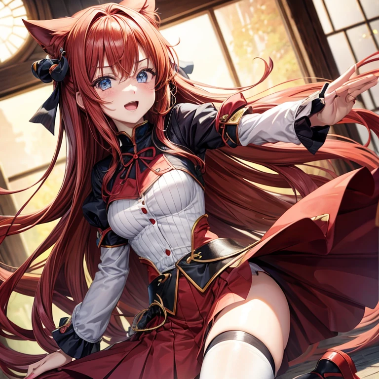 anime girls, rotes Haar