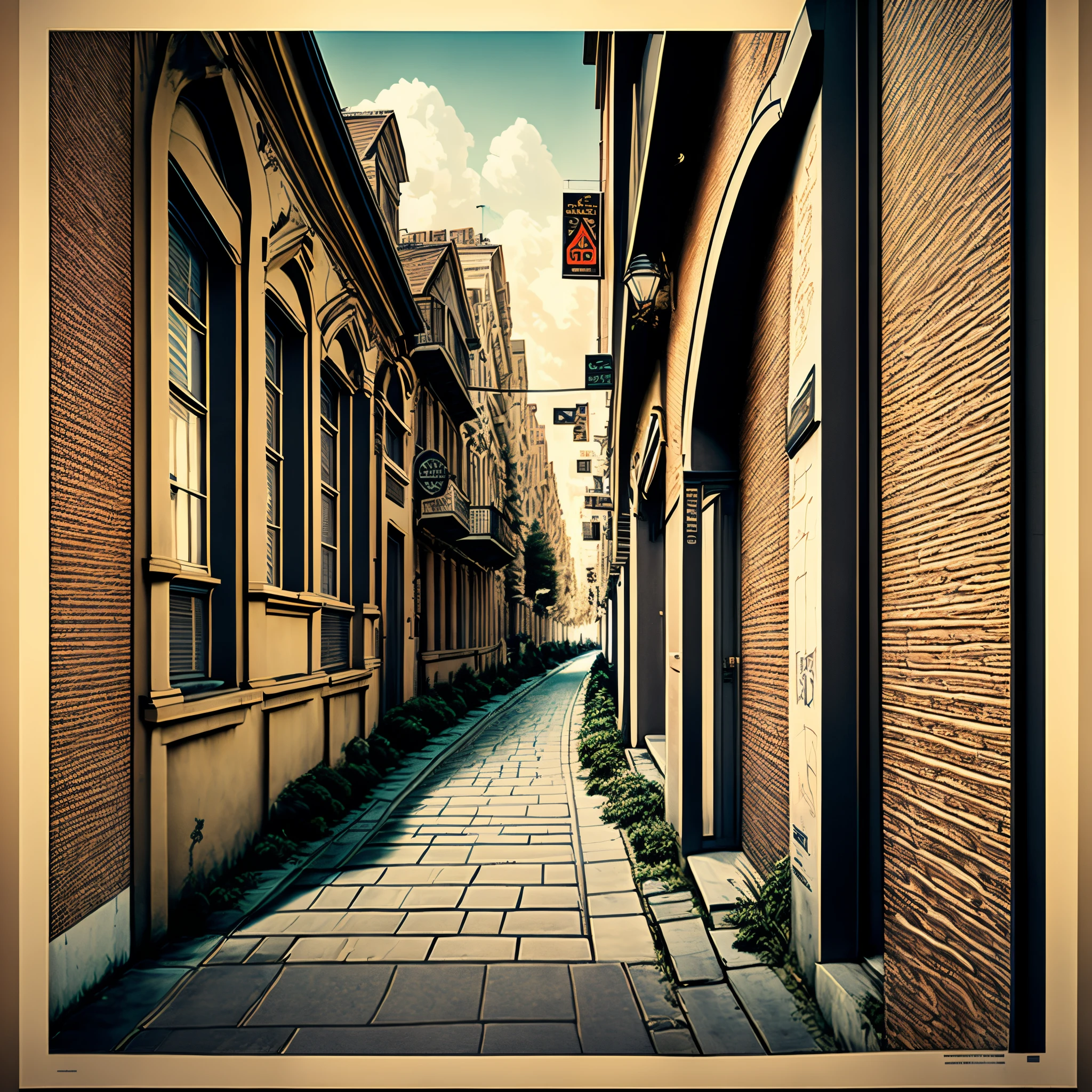 Poster obscures street