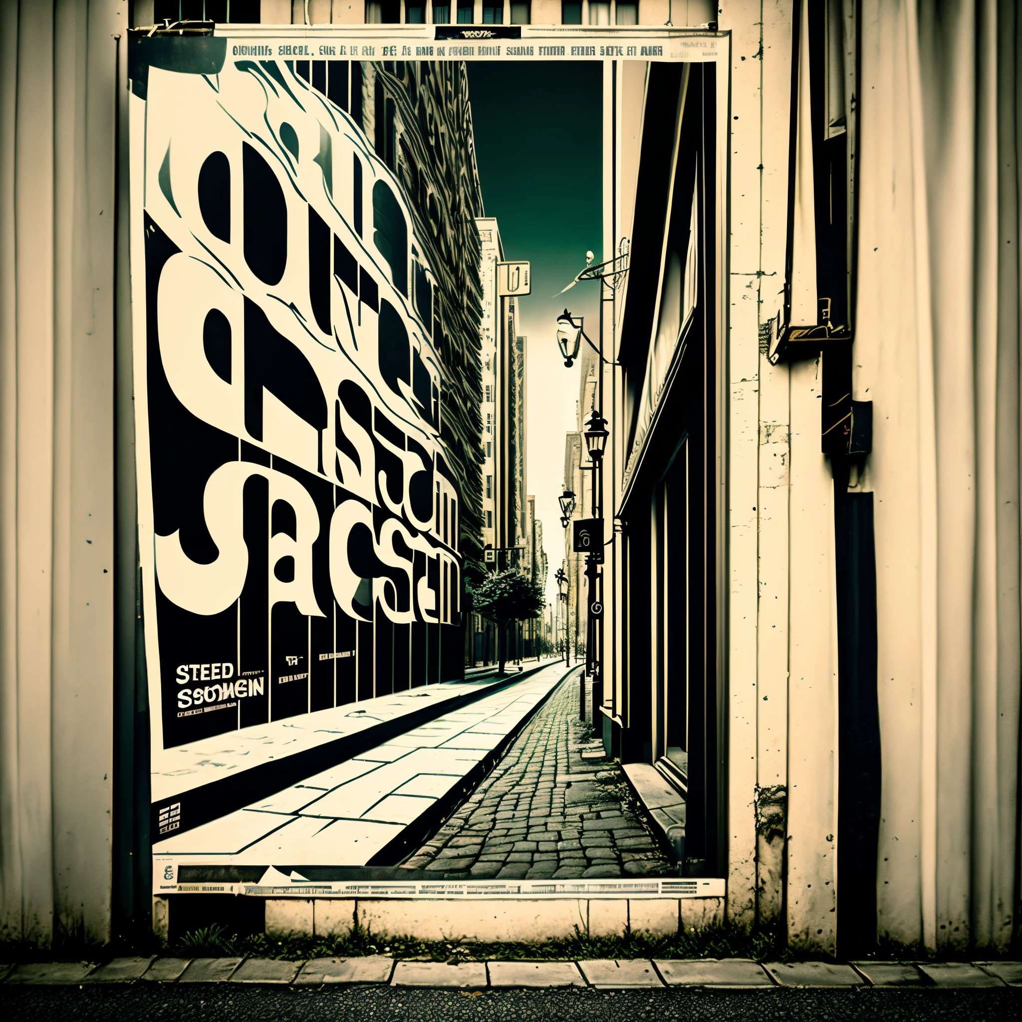 Poster obscures street