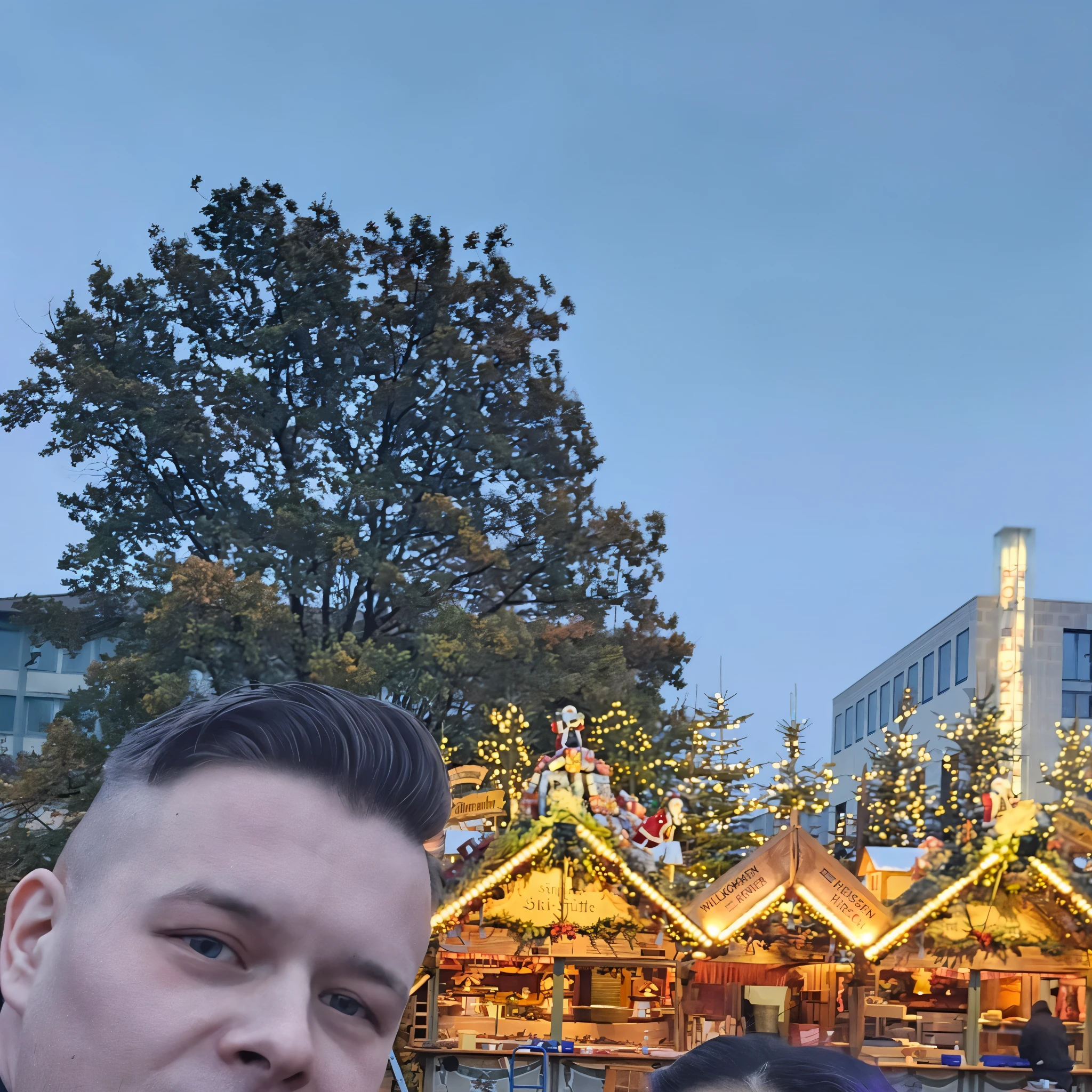 there is a man and woman standing in front of a carousel, trees in the background, forrest in the background, with a tree in the background, in a city square, hannover, bokeh in the background only, shot with sony alpha 1 camera, in the middle of the city, profile picture 1024px, 😭🤮 💔