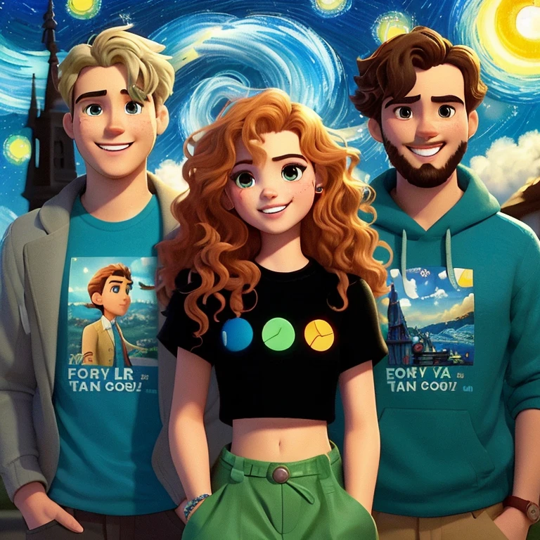 un par de personas paradas una al lado de la otra frente a un cielo estrellado, Estilo de arte de Disney Pixar, Estilo de arte de Pixar