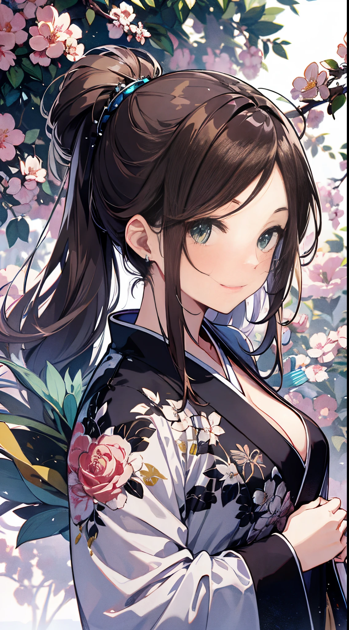 （（tmasterpiece：1.4, Best quality））+, （hyper-detailing）+, （Green-eyed：1.5）+, （Meticulous ears：1.5）, （cute girls）, （Classic green Hanfu：1.5）, Long ponytail details, Long braids on both sides, （wariza：1.2）, pale-skinned, （white cloth：1.5）, （black long pants：1.4）, wine jugs, fresh flowers, Hakuba, Chinese long sword, Chinese ancient city, Wandering around the market with luggage, （Ranger：1.1）, （dawn light：1.2）, ）, （Close-up cleavage：1.1）, (elevation perspective:1.3), forehead jewel, Colored inner hair, Striped hair, Sad smile, disarray&#39;s gem branch, Brown hair, first person perspective，the only person