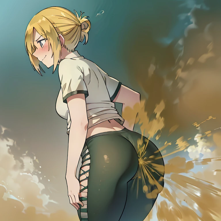 ((annie leonhart)),((velocity)),green smoke,Attacked by farts, (((Women stand)),()),velocity,(green smoke is rising),i'i'i'i'i'i' training field)),((wear legging)),((A girl smells a fart and smiled faintly)),(()),((fart while talking)),(farting on training field),((blushing)),(masterpiece:1.2、top-quality)、(the Extremely Detailed CG Unity 8K Wallpapers、ultra-detailliert、Best Shadows)、(细致背景)、(The best lighting、extremely delicate and beautiful)、depth of fields、1girl in、独奏 ,looking arround her,Ephemeral,,(),()),((((Girl is embarassed when she smells the bad smell of farts)))),((((profile facing diagonally)))),((i'I closed my mouth with hand feel embarassed...)),(()),((embarassing look)),((massive fart)),((fart text))