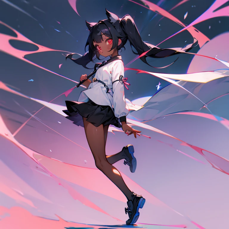 Short black girl,short twin tail,kawaii,full body,black skin