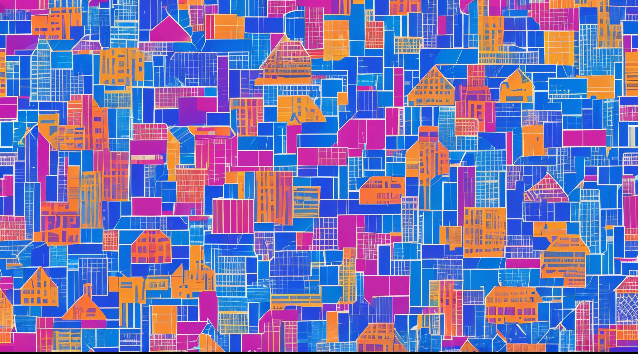 beautiful complex URBAN fashionable pattern, wear pattern, vibrant complementary colors, augmented reality effect, summer trend, intriguing, modern, high quality pattern, 8k