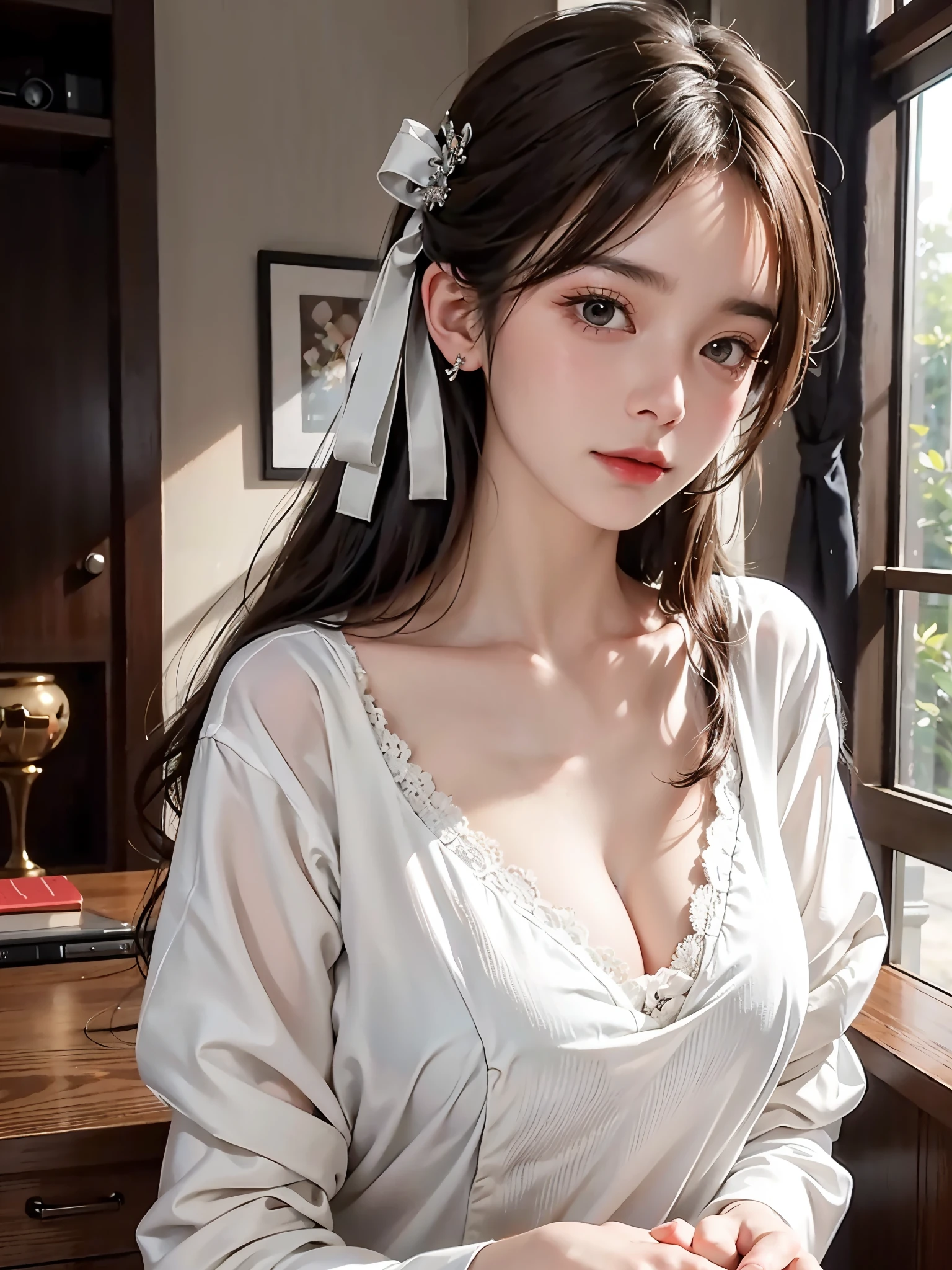 (RAW Photos:1.2),hightquality,Beautiful meticulous girl,Highly detailed eyes and face,beatiful detailed eyes,hugefilesize,hight resolution,8k wallpaper,Up to detail,Highly detailed stock code uniform 8k wallpaper,电影灯光,16yo girl,sexy pose,large boob,(photorealisim:1.4),super detailing,35mm camera, 50mm Lens