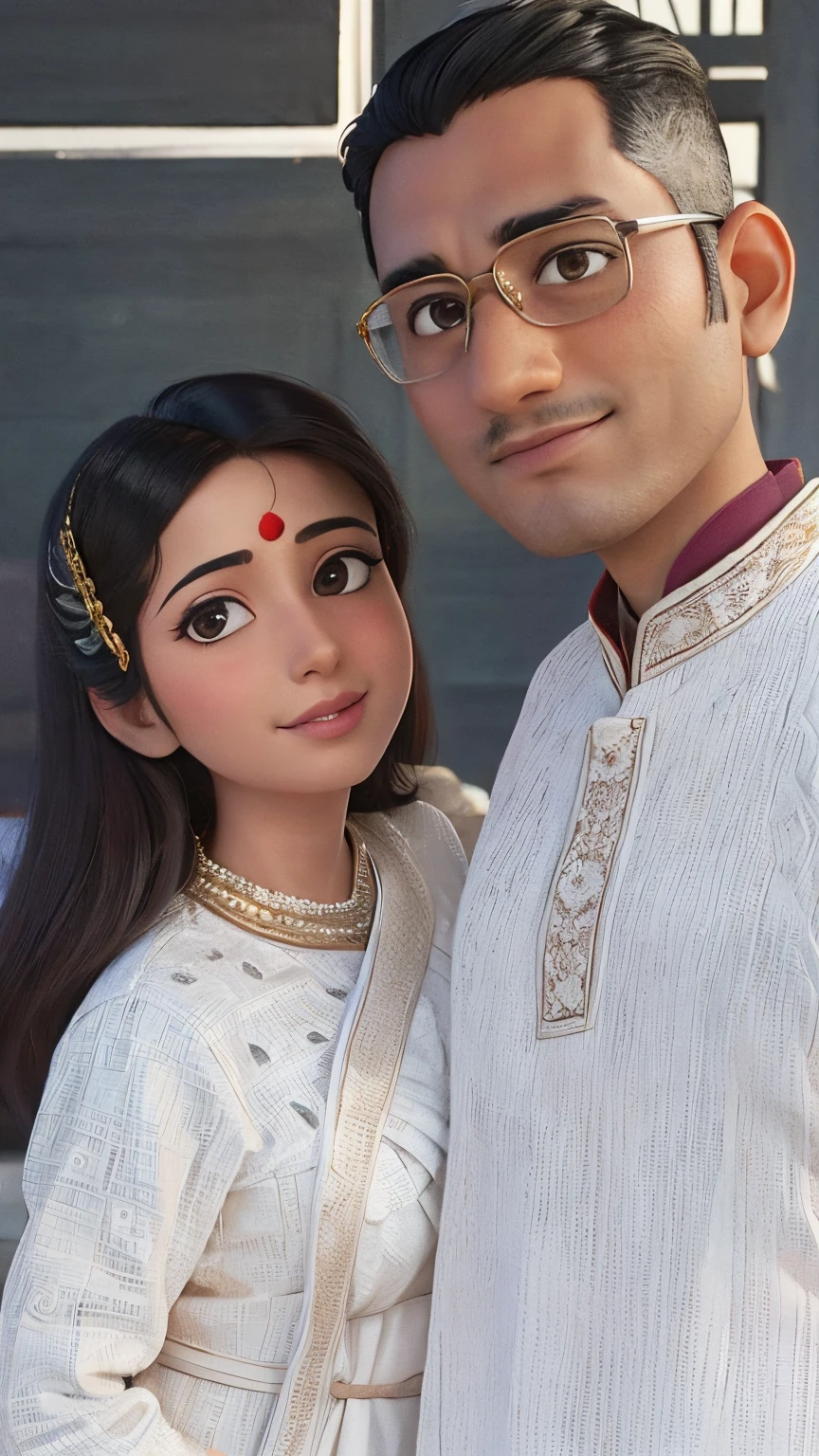 there is a man and woman posing for a picture together, profile picture, jayison devadas, ghutra and egal, lovely couple, facebook post, wearing traditional garb, profile pic, happy couple, wearing bihu dress mekhela sador, couple, profile image, indian, wpol and sarasti, wearing a kurta