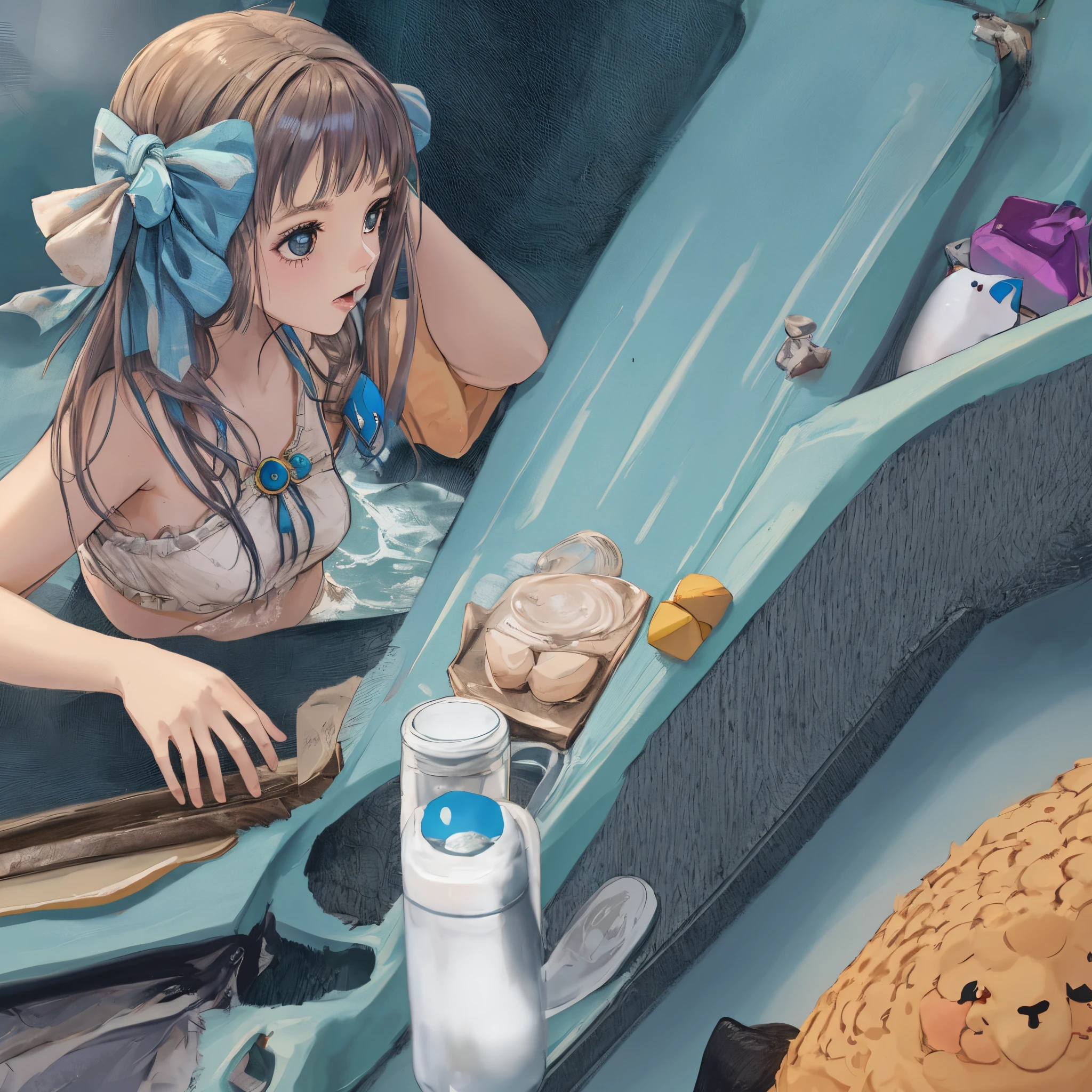Cria uma imagem de uma mulher fazendo um agachamento com uma barra nas costas, em um studio de treinamento funcional